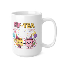 Fif-Tea Birthday Mug – Cute 50th Birthday Tea Mug – Funny 50th Birthday Gift for Tea Lovers