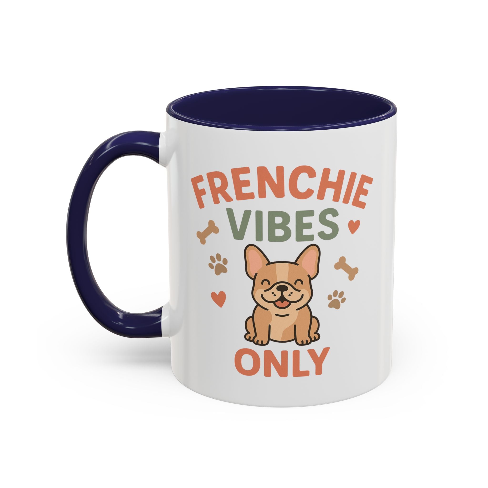 Funny French Bulldog Mug - Frenchie Vibes Only Dog Lover Gift - Cute Frenchie Coffee Cup for Secret Santa, Christmas Gift for Dog Owners