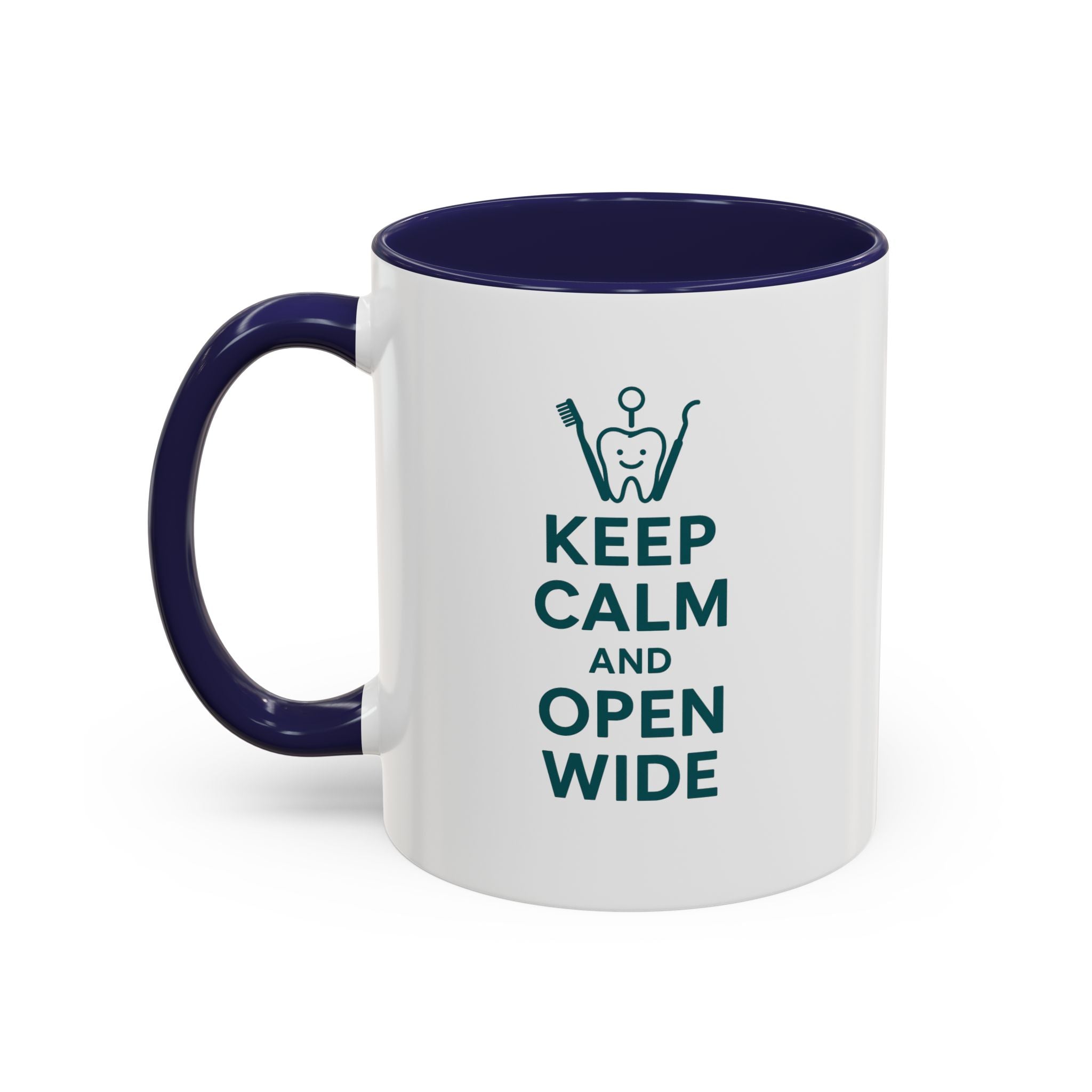 Funny Dentist Christmas Mug - "Keep Calm and Open Wide" Coffee Cup - Secret Santa Gift for Hygienist, Dental Student or Dentist Nurse Gift