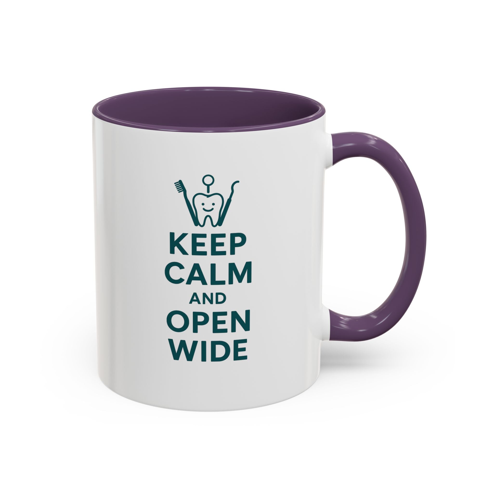 Funny Dentist Christmas Mug - "Keep Calm and Open Wide" Coffee Cup - Secret Santa Gift for Hygienist, Dental Student or Dentist Nurse Gift