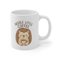 Cute Hedgehog Coffee Mug - "Needle Little Coffee" Funny Christmas Mug, Secret Santa Gift, Animal Lover Mug, Cute Coffee Cup for Him or Her