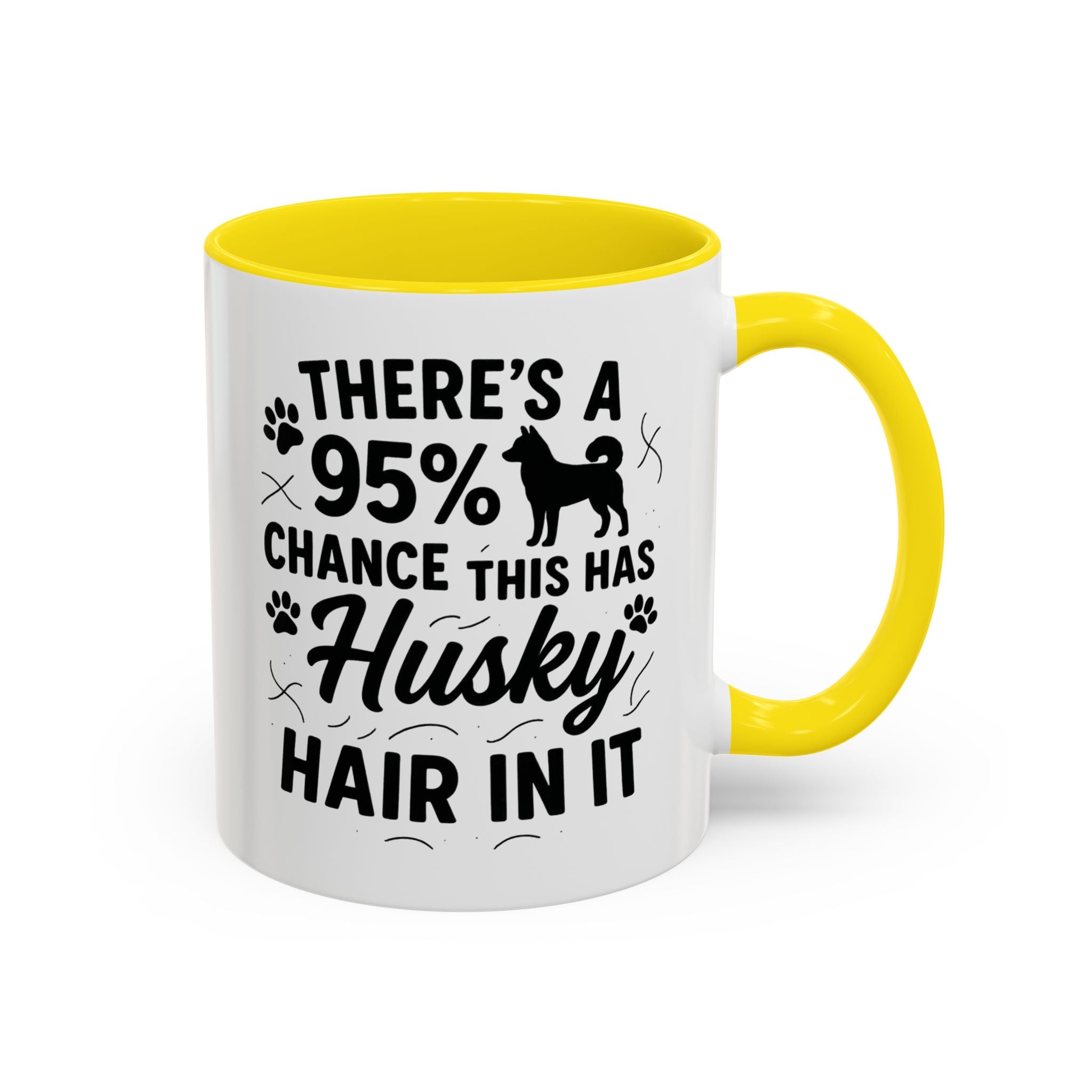 Funny Husky Mug - "There's a 95% Chance This Has Husky Hair In It" Coffee Cup | Christmas Gift for Dog Lovers, Husky Owner Secret Santa