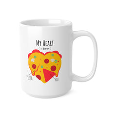 My Heart Diagram Mug – Funny Pizza Valentine’s Gift for Him or Her | 11oz & 15oz Ceramic Coffee Cup