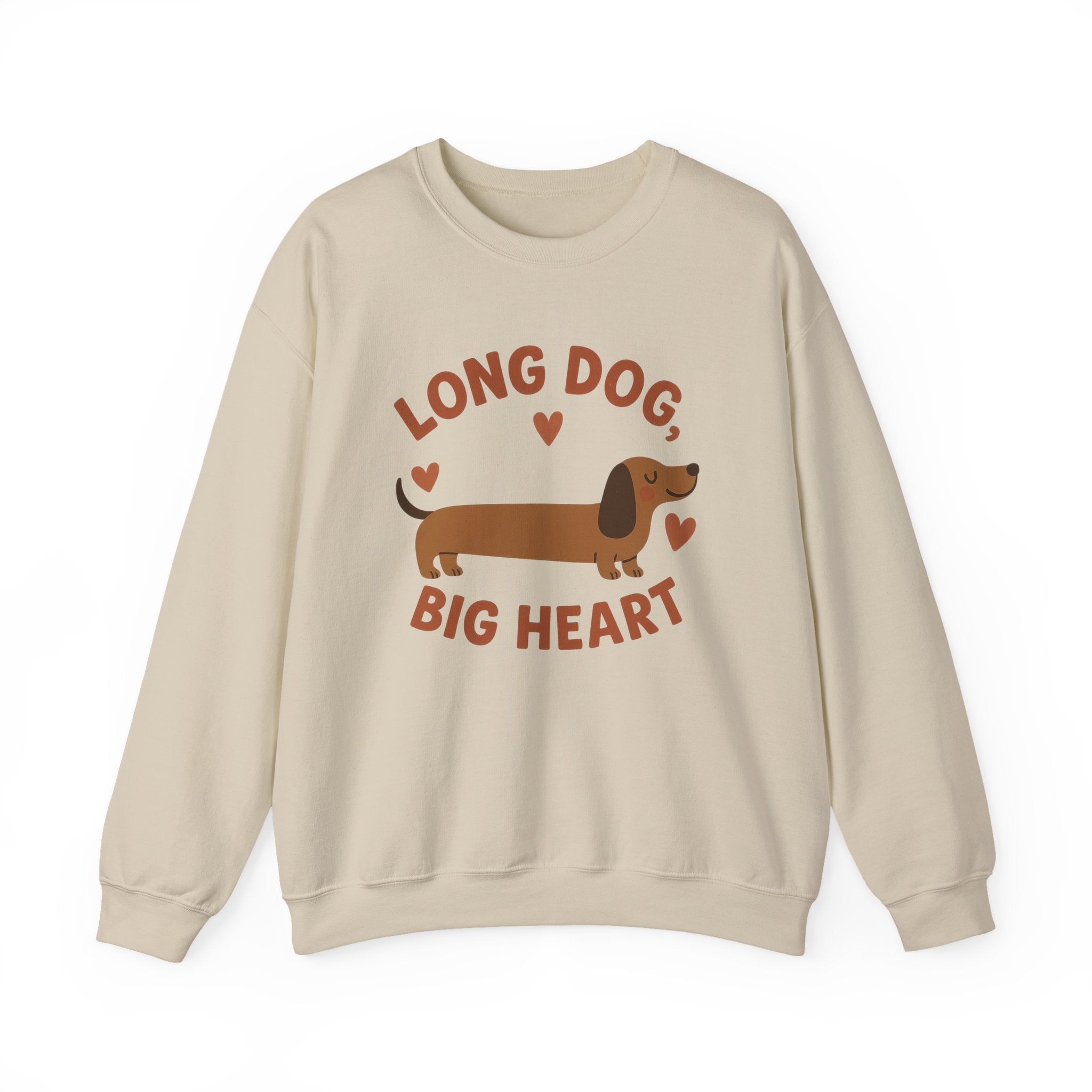Funny Dachshund Christmas Sweatshirt - "Long Dog Big Heart" Sausage Dog Jumper - Cute Dog Lover Gift, Secret Santa Xmas Sweater