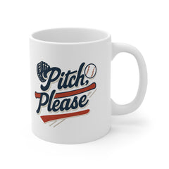 Funny Baseball Mug - "Pitch, Please" Coffee Mug for Baseball Lovers | Christmas Gift for Him or Her, Secret Santa Gift, Sports Fan Present
