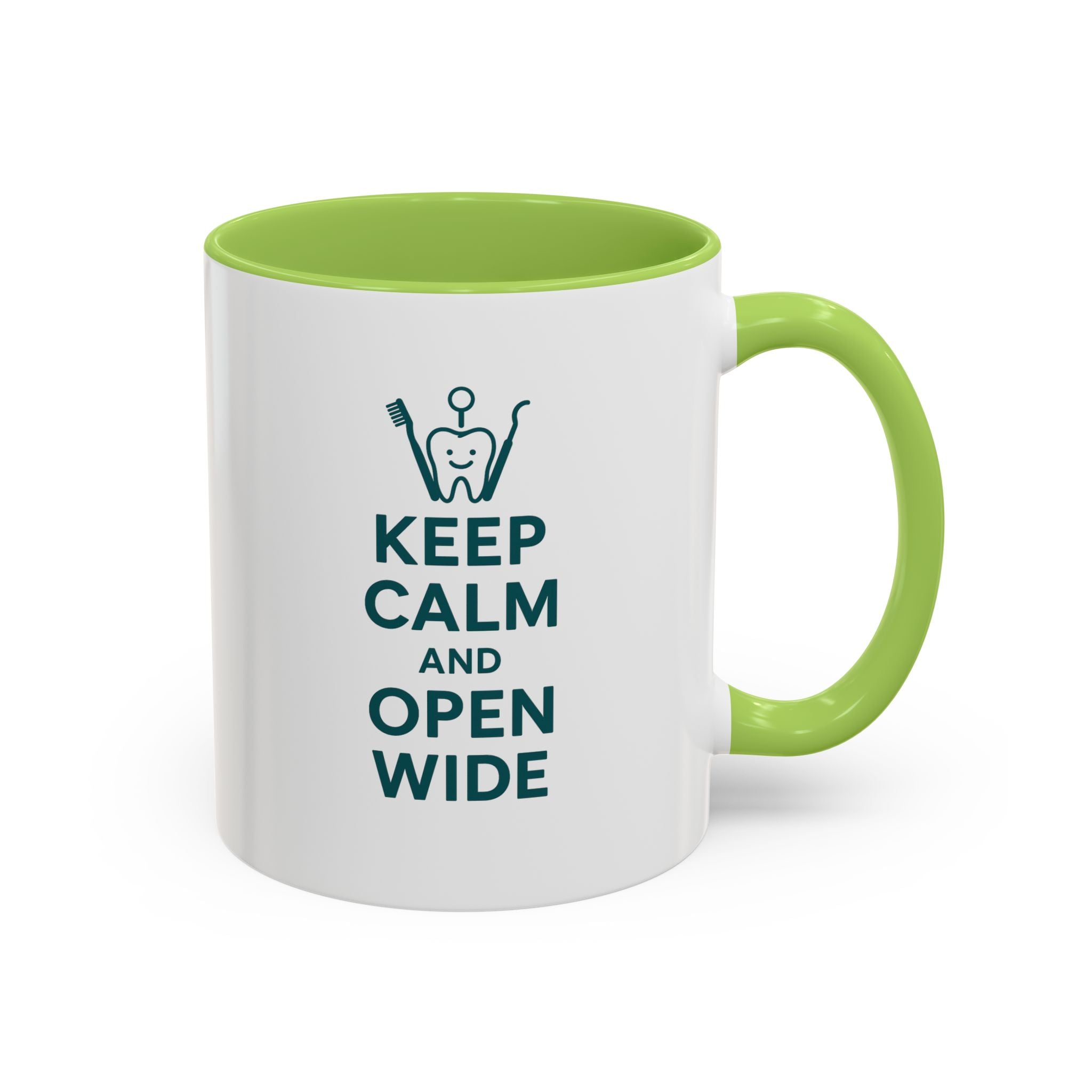 Funny Dentist Christmas Mug - "Keep Calm and Open Wide" Coffee Cup - Secret Santa Gift for Hygienist, Dental Student or Dentist Nurse Gift