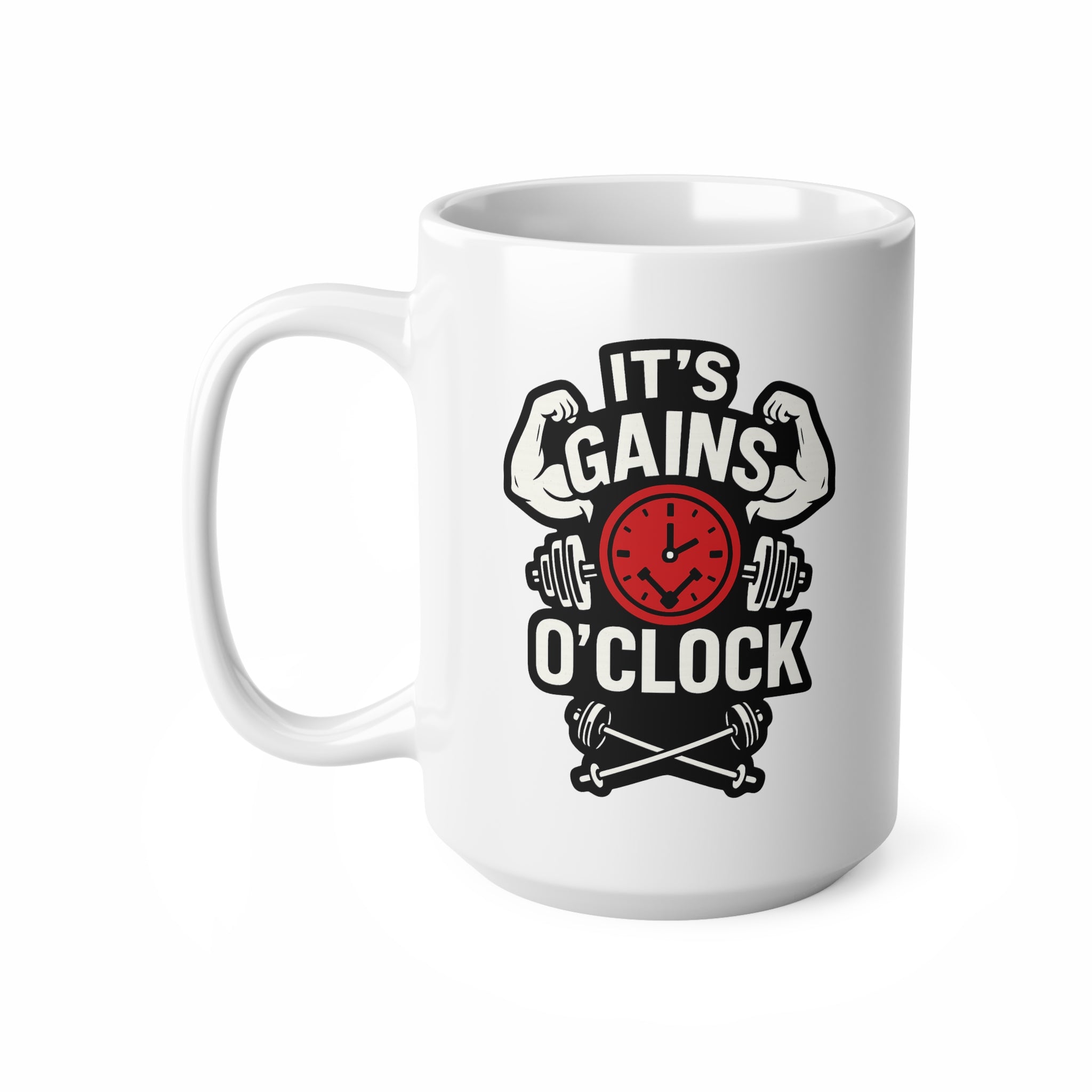 Funny Gym Mug - It's Gains O'Clock Fitness Gift for Him or Her | Christmas Gym Mug, Secret Santa Gift for Bodybuilders & Fitness Lovers