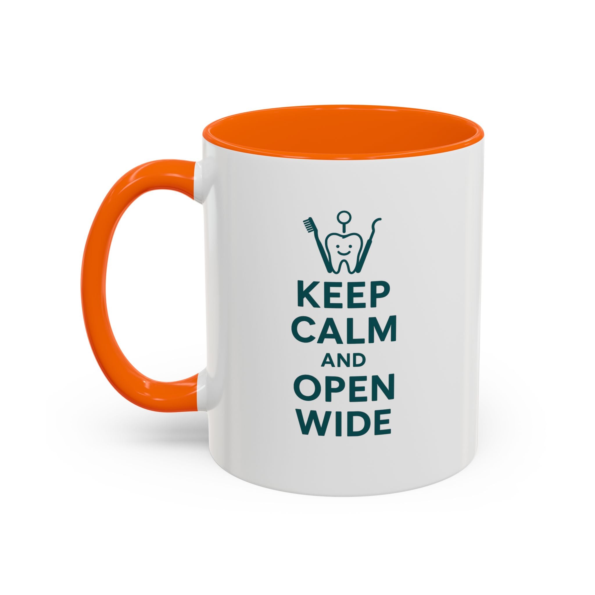 Funny Dentist Christmas Mug - "Keep Calm and Open Wide" Coffee Cup - Secret Santa Gift for Hygienist, Dental Student or Dentist Nurse Gift