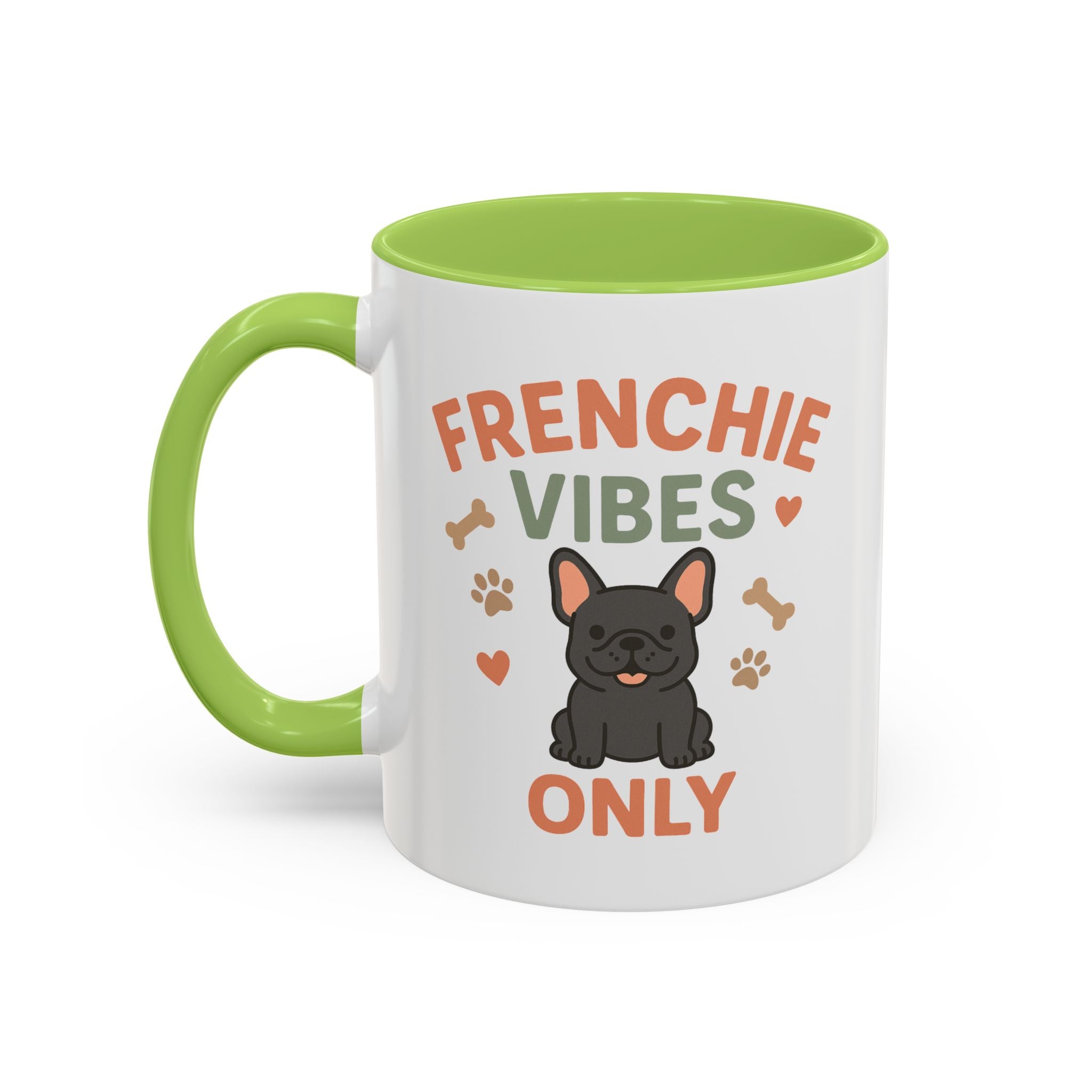 Funny Grey French Bulldog Mug - Frenchie Vibes Only Dog Lover Gift - Cute Frenchie Coffee Cup for Secret Santa, Xmas Gift for Dog Owners
