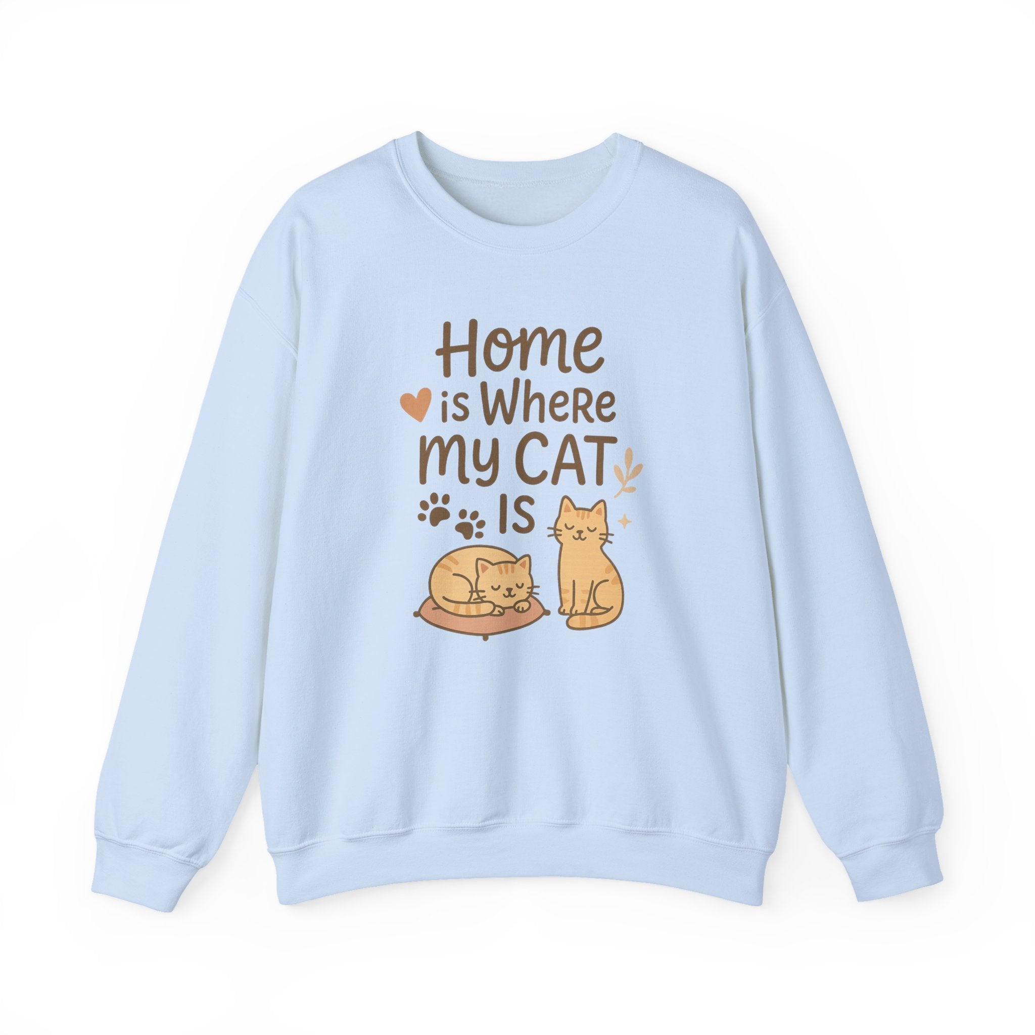 Funny Cat Christmas Sweatshirt - "Home is Where My Cat Is" Jumper for Cat Lovers | Cute Secret Santa Gift | Cozy Xmas Sweater