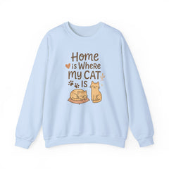 Funny Cat Christmas Sweatshirt - "Home is Where My Cat Is" Jumper for Cat Lovers | Cute Secret Santa Gift | Cozy Xmas Sweater