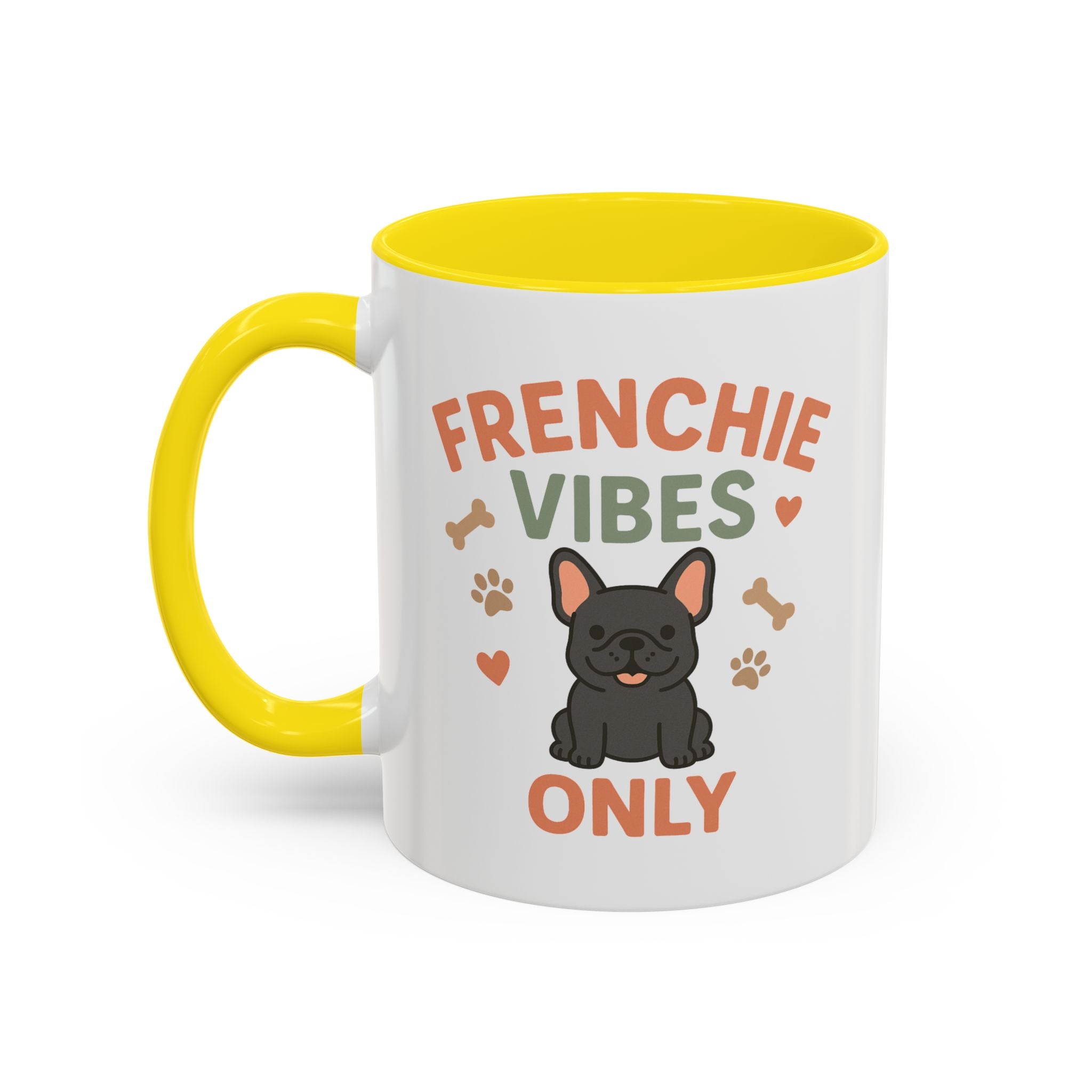 Funny Grey French Bulldog Mug - Frenchie Vibes Only Dog Lover Gift - Cute Frenchie Coffee Cup for Secret Santa, Xmas Gift for Dog Owners