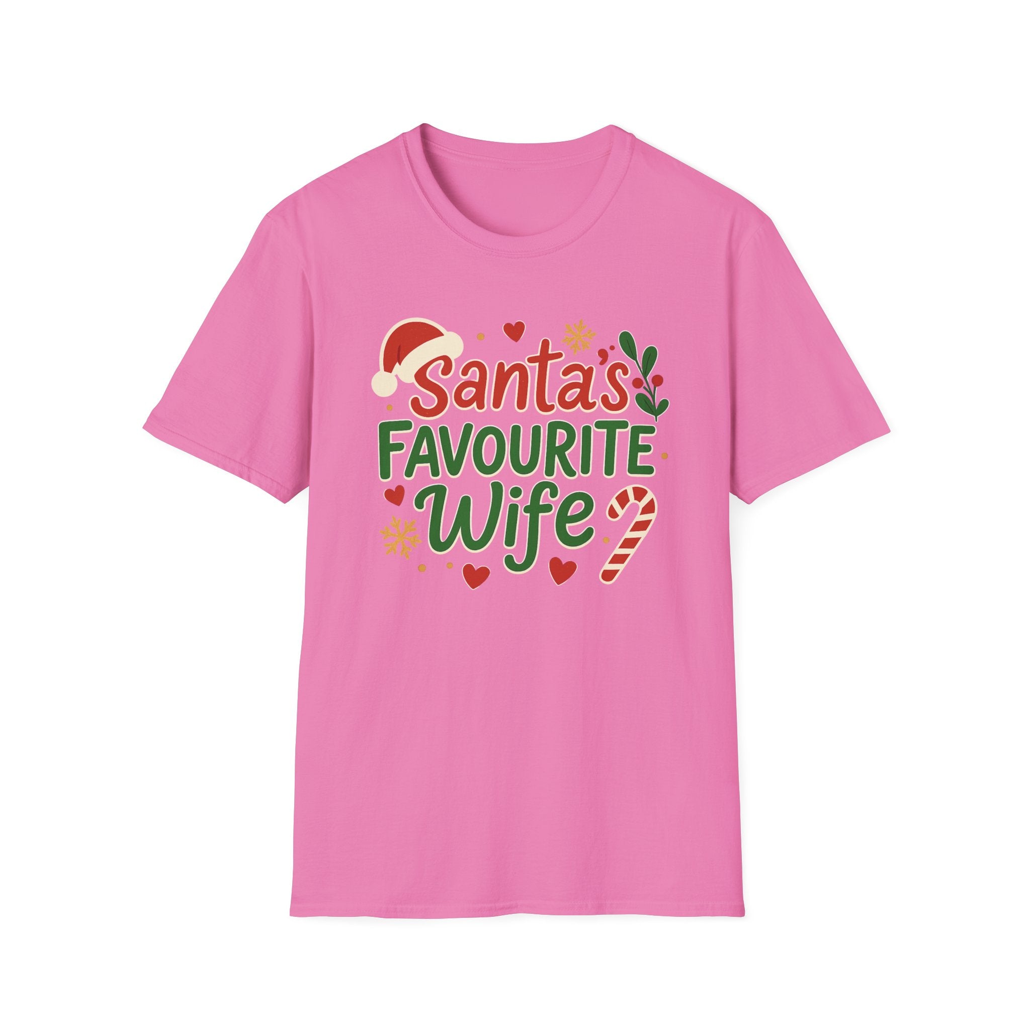 Santa's Favourite Wife Christmas T-Shirt - Funny Xmas Top for Women - Secret Santa Gift, Festive Holiday Tee for Wife, Cute Couples Shirt