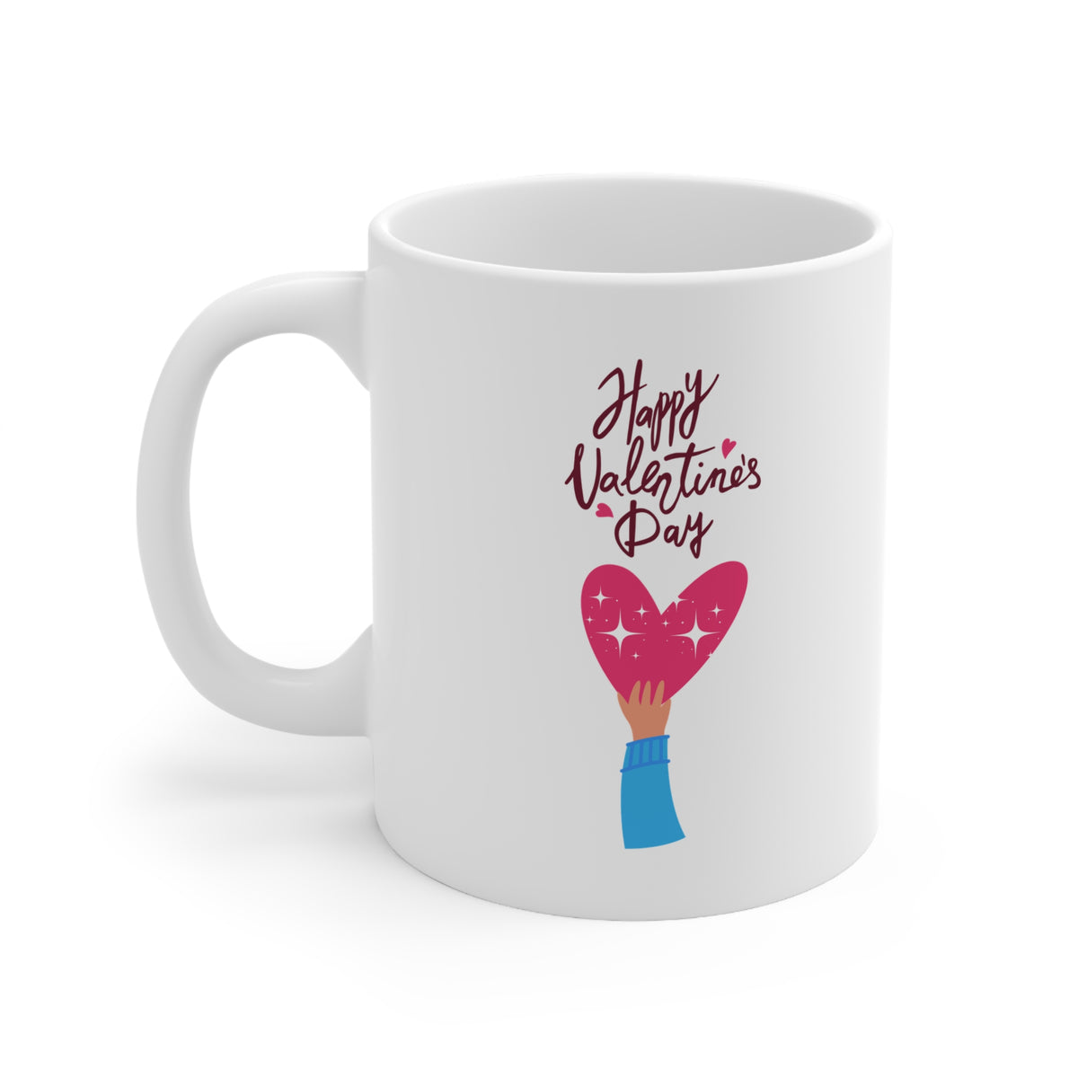 Happy Valentine’s Day Mug – Cute Heart Design Gift for Her or Him | 11oz & 15oz Ceramic Coffee Cup