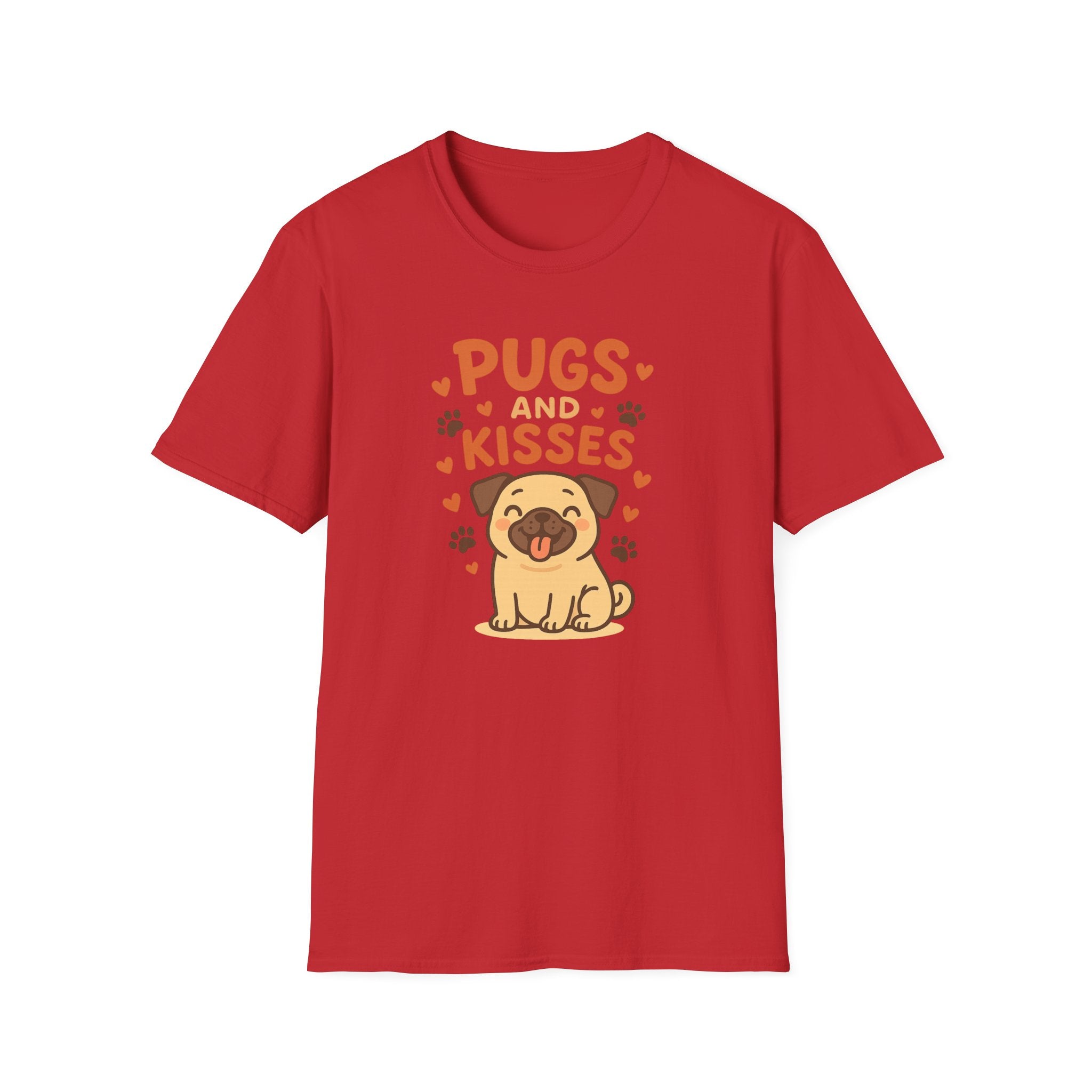 Pugs and Kisses T-Shirt - Cute Funny Pug Dog Shirt Gift for Dog Lovers | Christmas, Secret Santa & Valentine's Day Tee