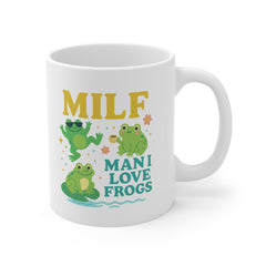 Funny Frog Mug - "MILF Man I Love Frogs" Coffee Cup | Christmas Gift for Frog Lovers | Cute Animal Mug | Secret Santa Gift for Her or Him