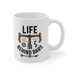 Funny Cycling Mug - "Life Behind Bars" Bike Mug Gift for Cyclists | Christmas Gift for Him or Her | Secret Santa Gift for Road Biker