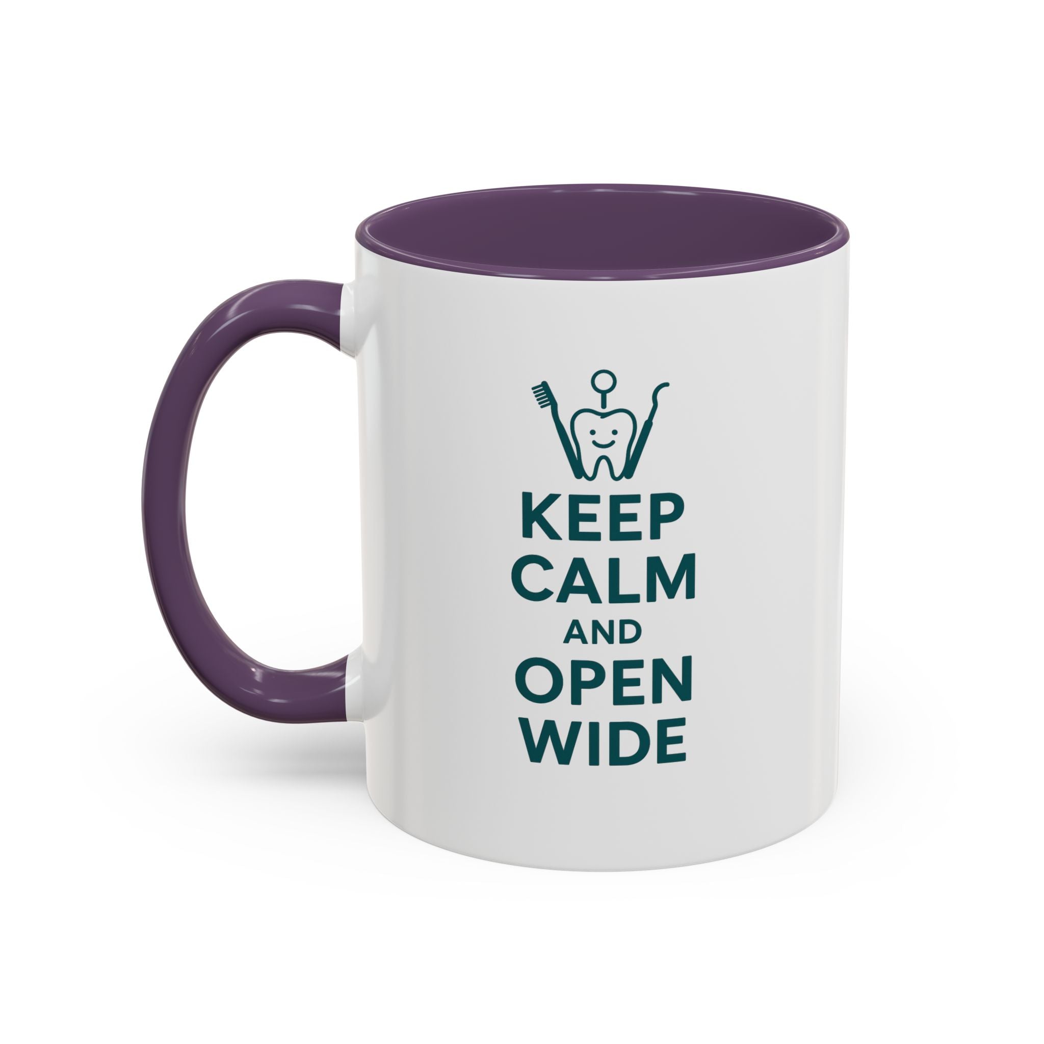 Funny Dentist Christmas Mug - "Keep Calm and Open Wide" Coffee Cup - Secret Santa Gift for Hygienist, Dental Student or Dentist Nurse Gift