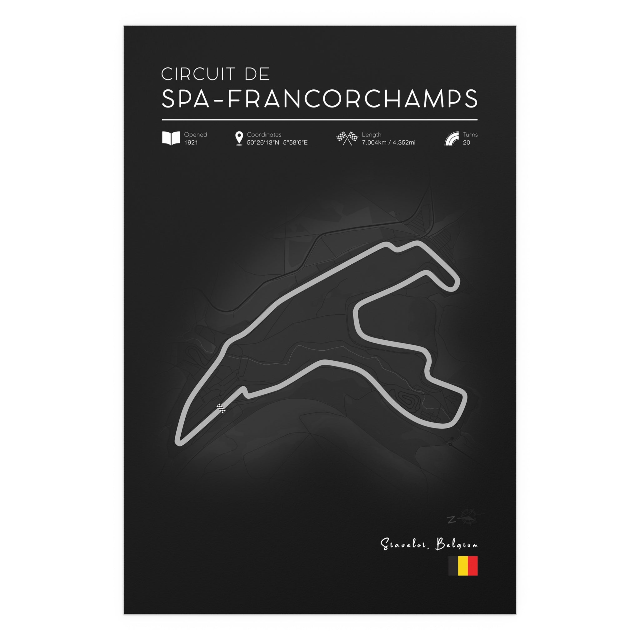 Circuit de Spa-Francorchamps Poster – Formula 1 Track Wall Art Print