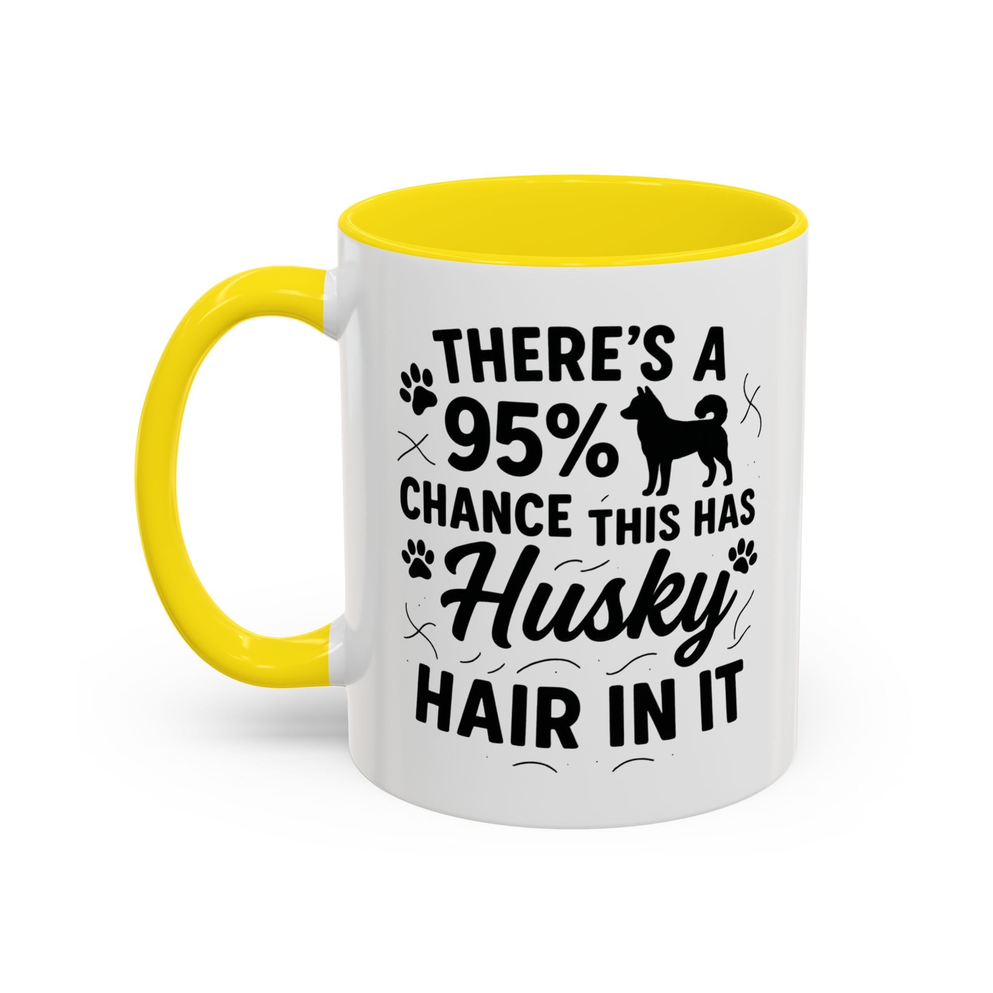 Funny Husky Mug - "There's a 95% Chance This Has Husky Hair In It" Coffee Cup | Christmas Gift for Dog Lovers, Husky Owner Secret Santa