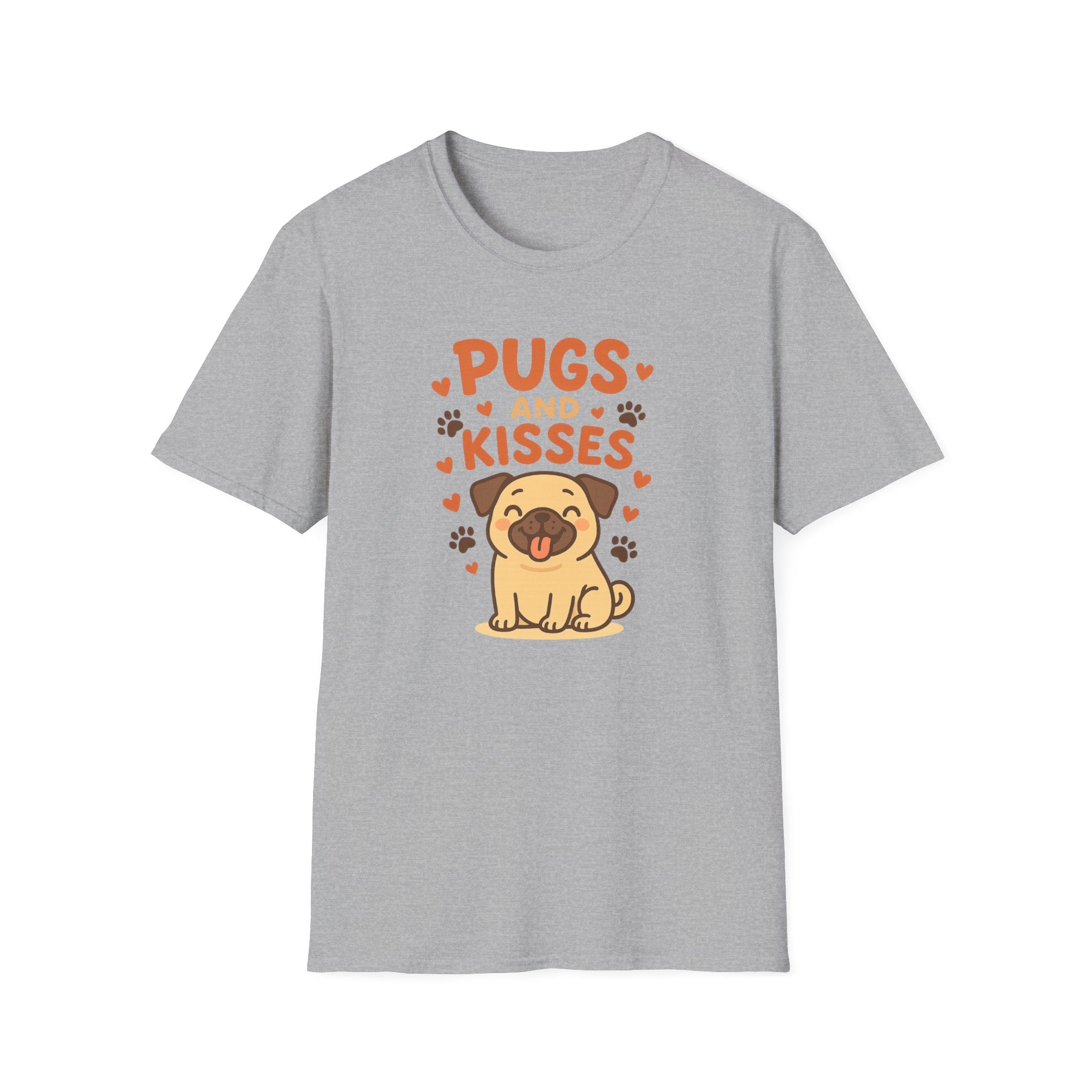 Pugs and Kisses T-Shirt - Cute Funny Pug Dog Shirt Gift for Dog Lovers | Christmas, Secret Santa & Valentine's Day Tee