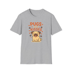 Pugs and Kisses T-Shirt - Cute Funny Pug Dog Shirt Gift for Dog Lovers | Christmas, Secret Santa & Valentine's Day Tee