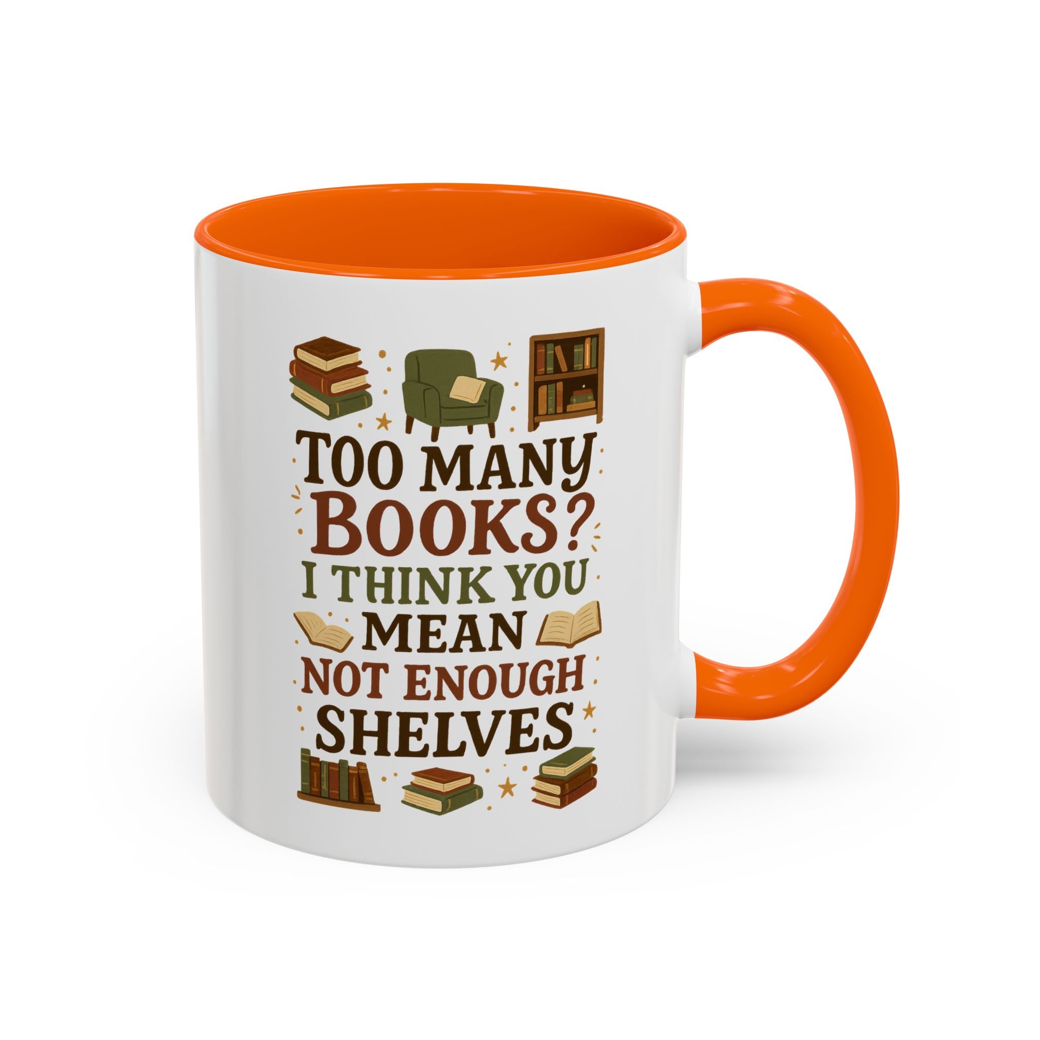 Funny Book Lover Christmas Mug - Too Many Books Not Enough Shelves Coffee Cup - Secret Santa Gift for Readers, Librarians & Teachers Tea