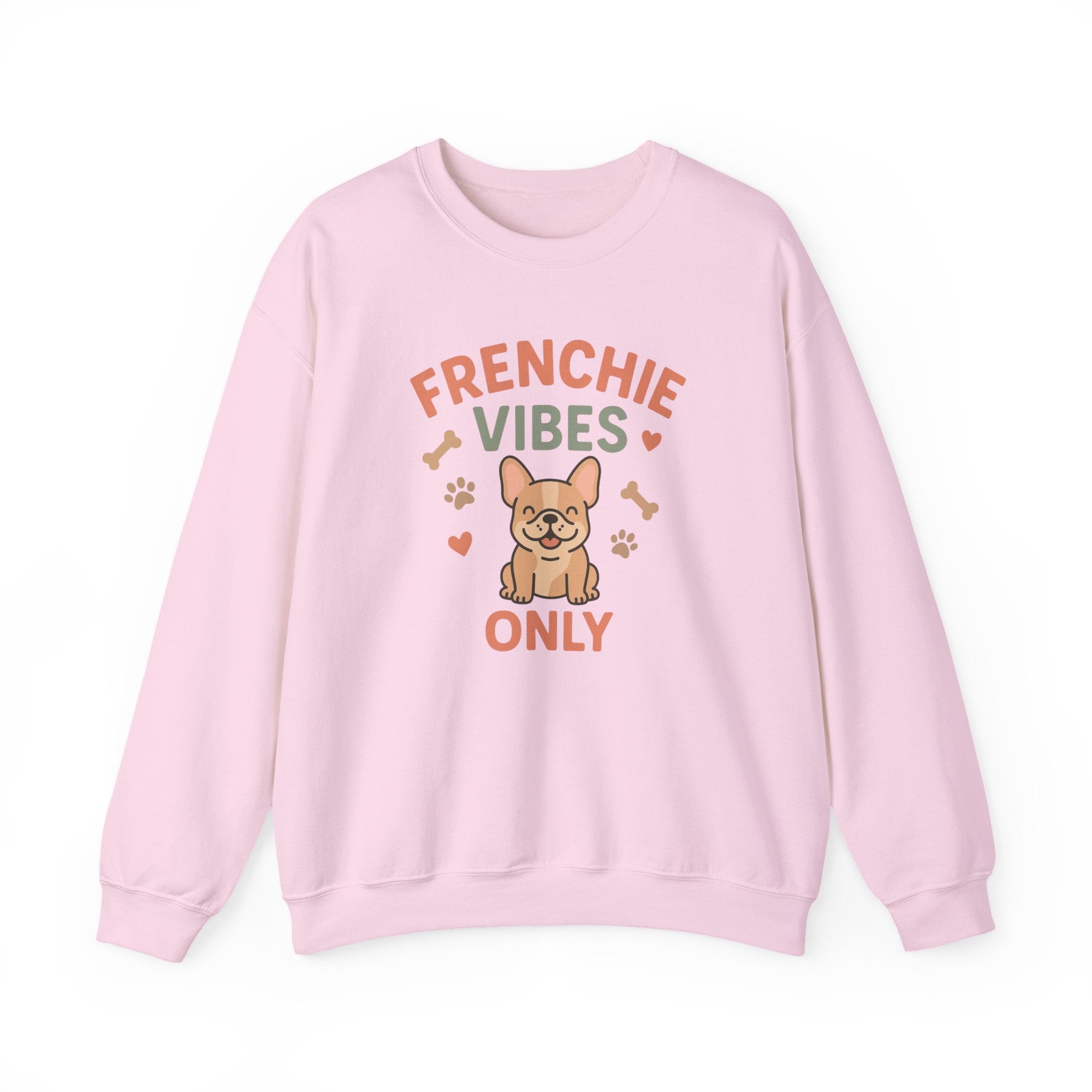 Funny French Bulldog Christmas Sweatshirt - "Frenchie Vibes Only" Xmas Jumper - Secret Santa Gift for Dog Lovers