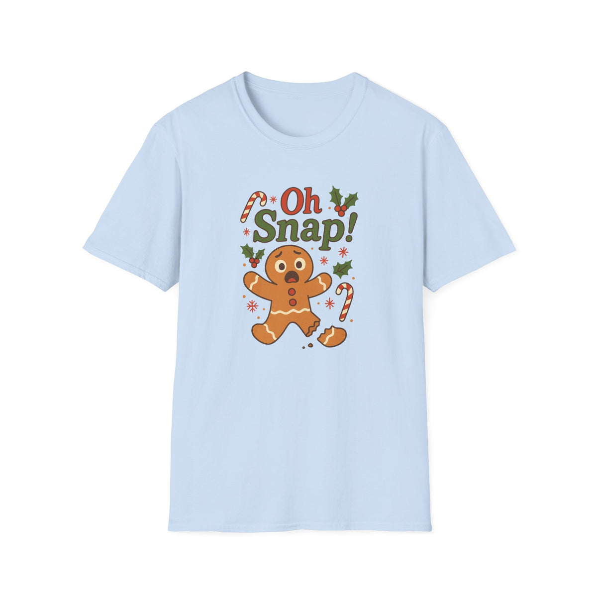 Funny Christmas T-Shirt - 'Oh Snap!' Gingerbread Man Shirt - Cute Xmas Tee for Secret Santa Gift, Holiday Party & Festive Clothing For Her