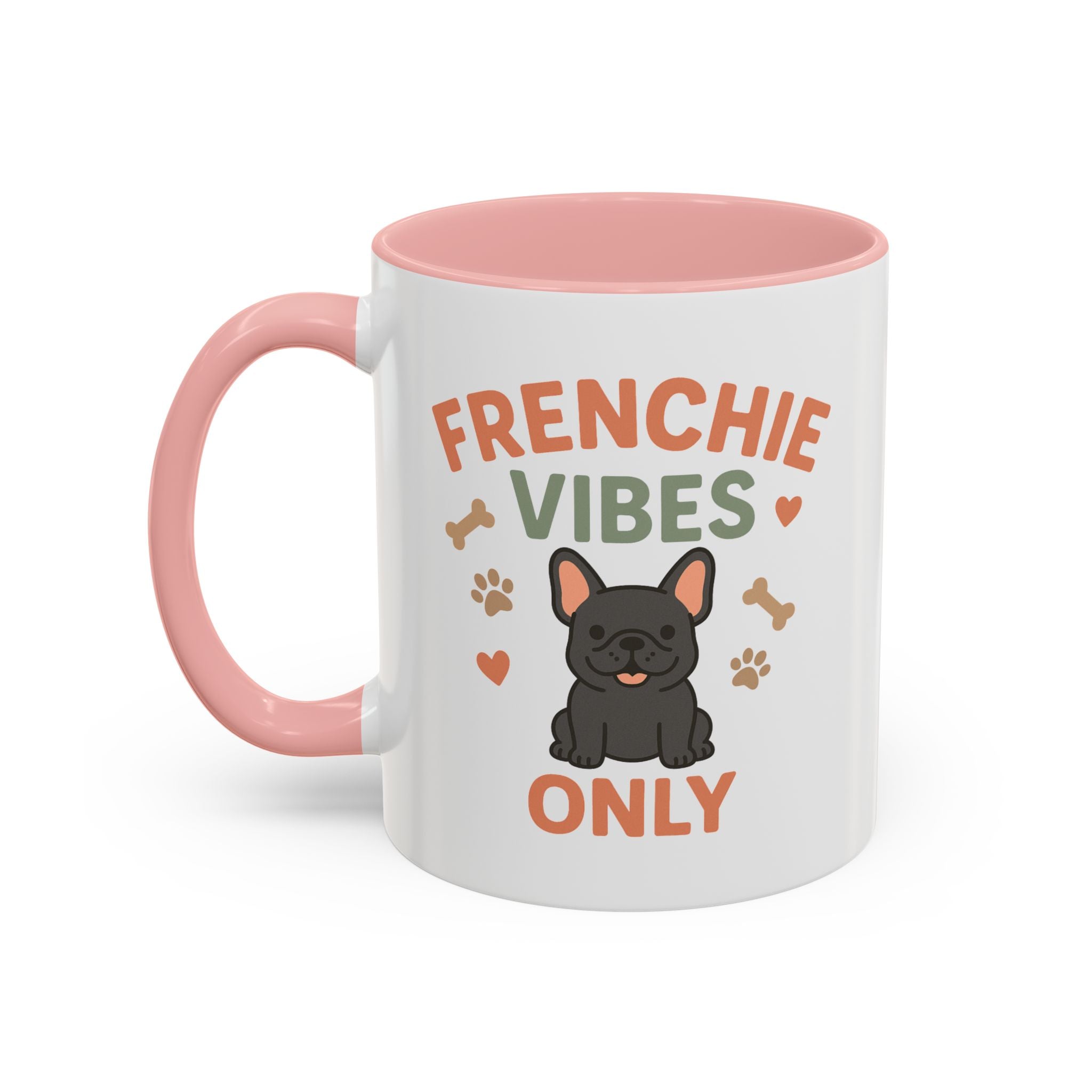 Funny Grey French Bulldog Mug - Frenchie Vibes Only Dog Lover Gift - Cute Frenchie Coffee Cup for Secret Santa, Xmas Gift for Dog Owners