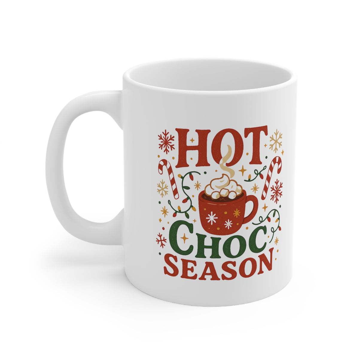 Hot Choc Season Christmas Mug - Funny Hot Chocolate Coffee Cup with Candy Canes | Secret Santa Gift, Xmas Mug for Hot Drink Lovers Cocoa