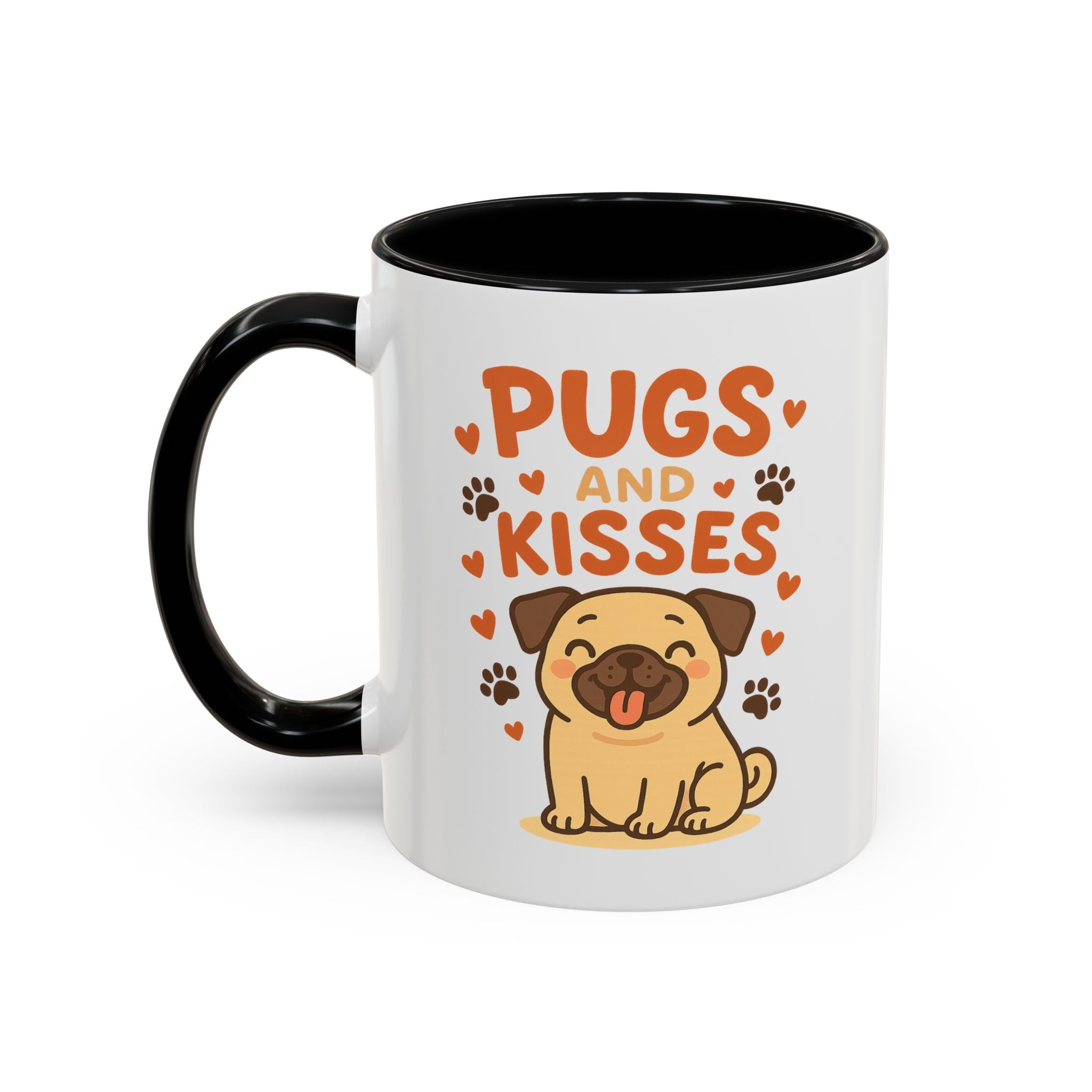 Pugs and Kisses Mug - Cute Funny Pug Coffee Cup Gift for Dog Lovers | Christmas, Secret Santa & Valentine's Day Present