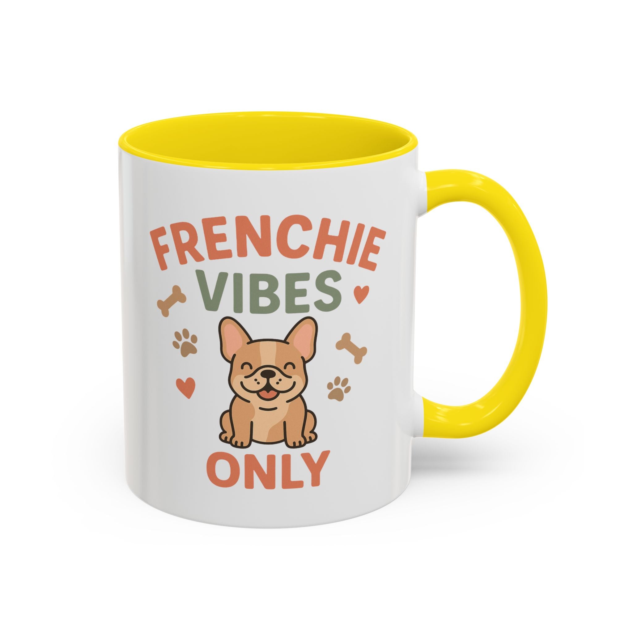 Funny French Bulldog Mug - Frenchie Vibes Only Dog Lover Gift - Cute Frenchie Coffee Cup for Secret Santa, Christmas Gift for Dog Owners