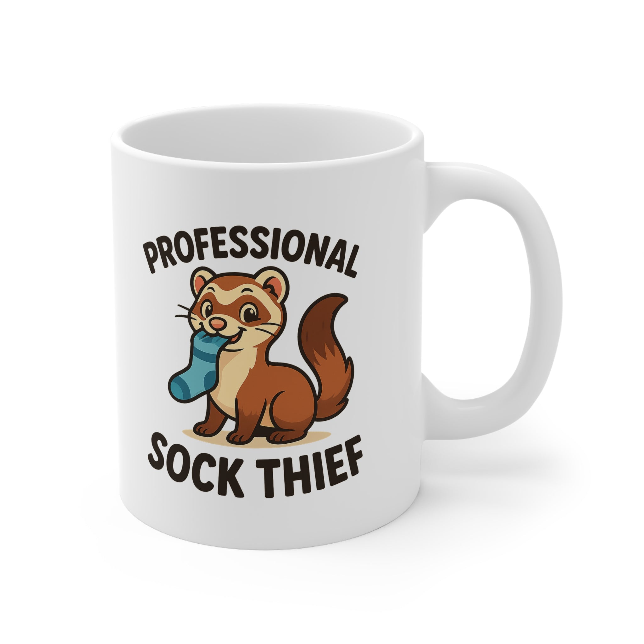 Funny Ferret Mug - "Professional Sock Thief" Cute Ferret Christmas Gift, Secret Santa Present, Animal Lover Coffee Cup, Ferret Owner Gift