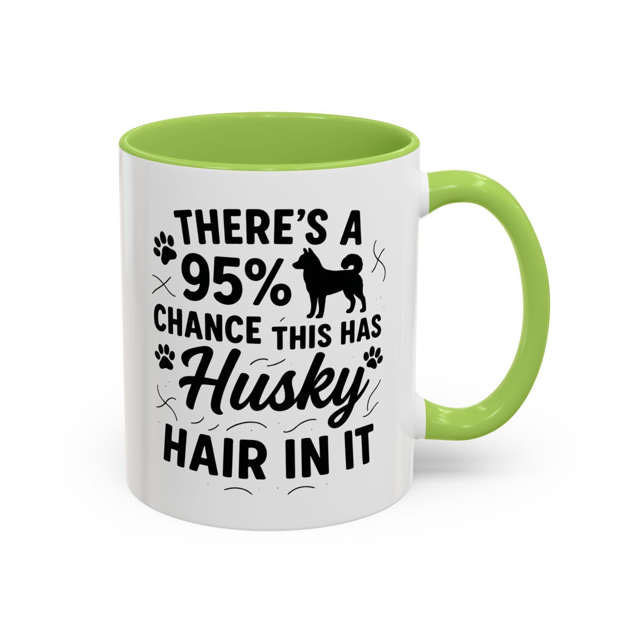 Funny Husky Mug - "There's a 95% Chance This Has Husky Hair In It" Coffee Cup | Christmas Gift for Dog Lovers, Husky Owner Secret Santa