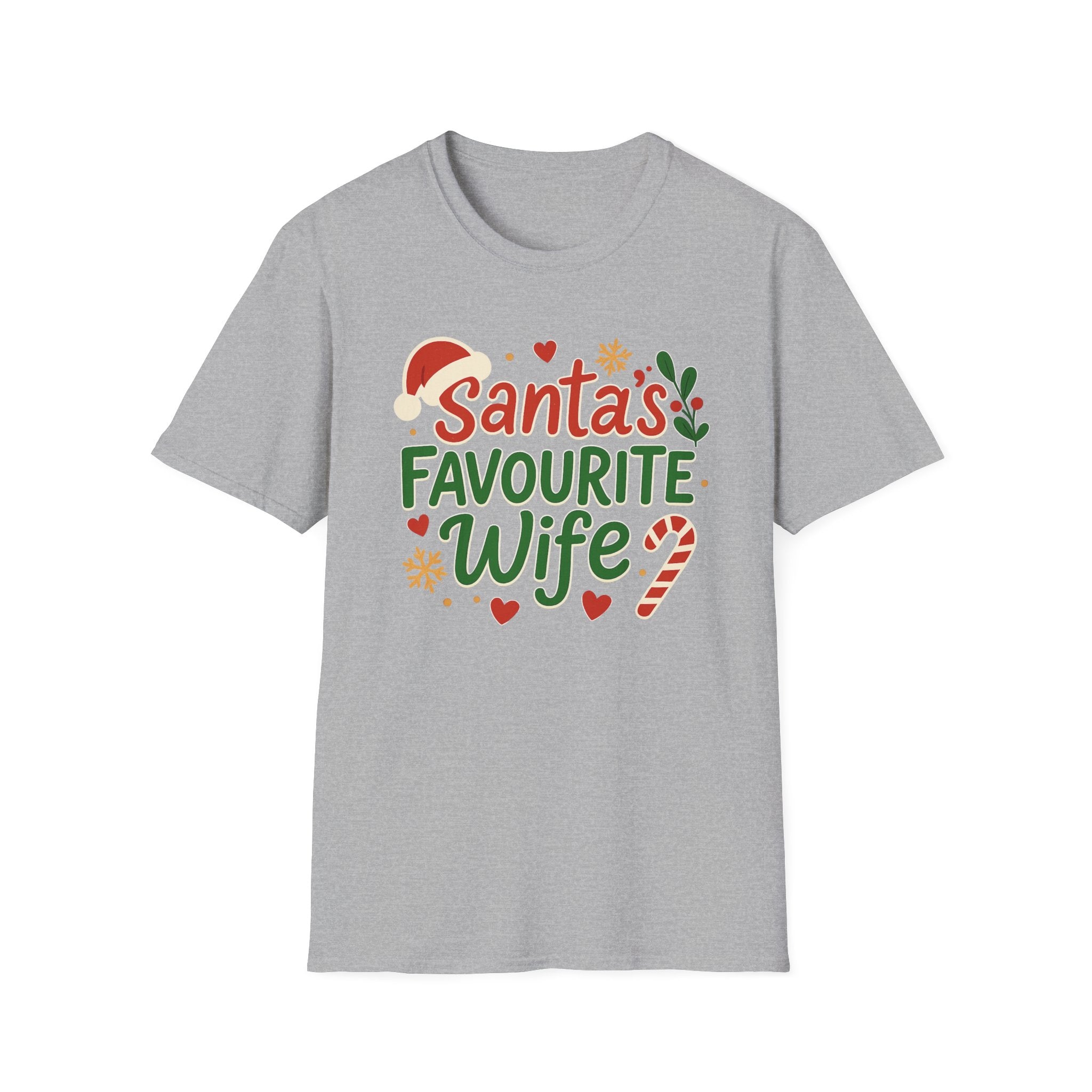 Santa's Favourite Wife Christmas T-Shirt - Funny Xmas Top for Women - Secret Santa Gift, Festive Holiday Tee for Wife, Cute Couples Shirt