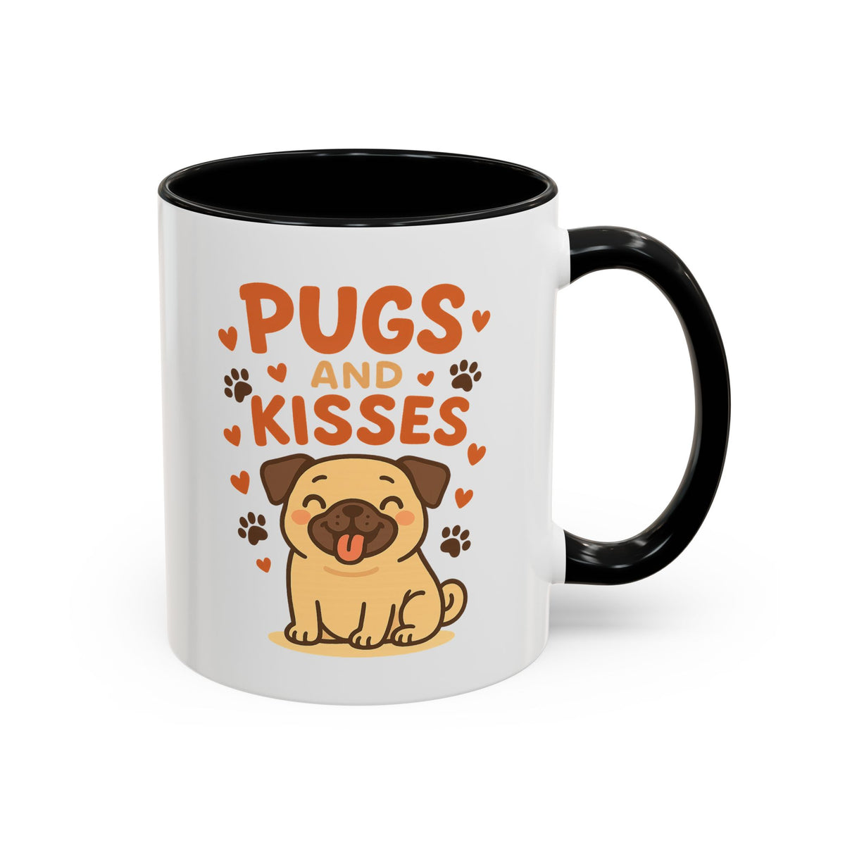 Pugs and Kisses Mug - Cute Funny Pug Coffee Cup Gift for Dog Lovers | Christmas, Secret Santa & Valentine's Day Present