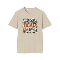 Beautifully Dead Inside Halloween T-Shirt - Funny Gothic Spooky Tee with Skulls, Bats & Pumpkins | Halloween Gift Shirt, Emo Anxiety Ideas