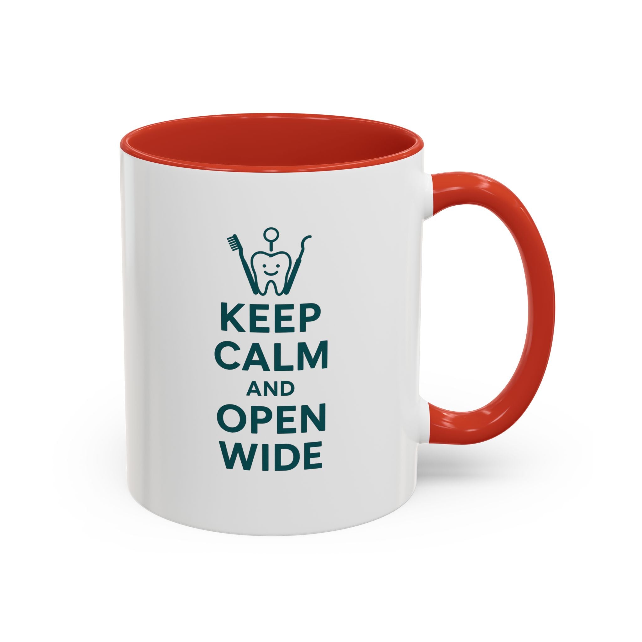 Funny Dentist Christmas Mug - "Keep Calm and Open Wide" Coffee Cup - Secret Santa Gift for Hygienist, Dental Student or Dentist Nurse Gift