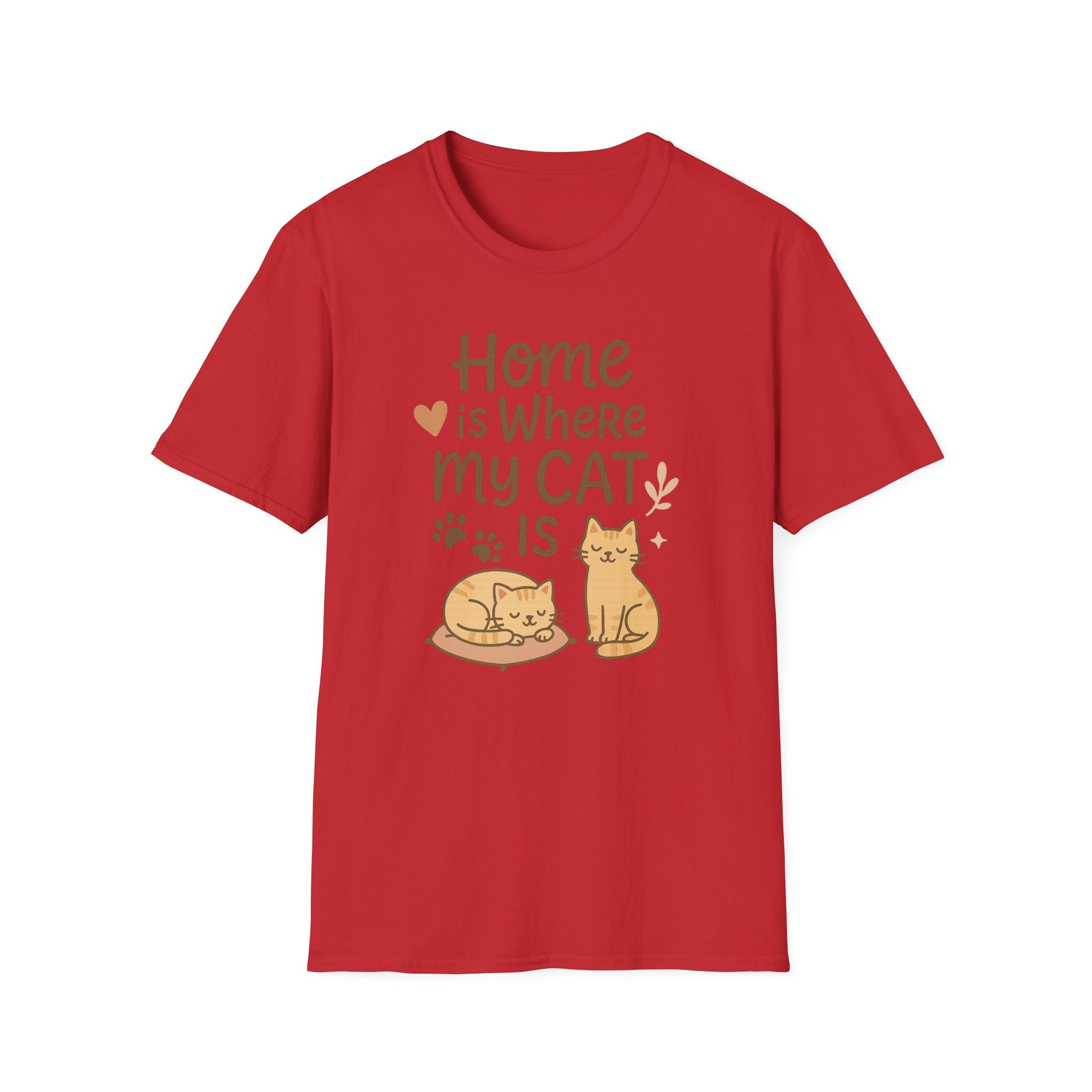 Funny Cat Christmas T-Shirt - "Home is Where My Cat Is" Shirt for Cat Lovers | Cute Secret Santa Gift | Cozy Xmas Cat Tee