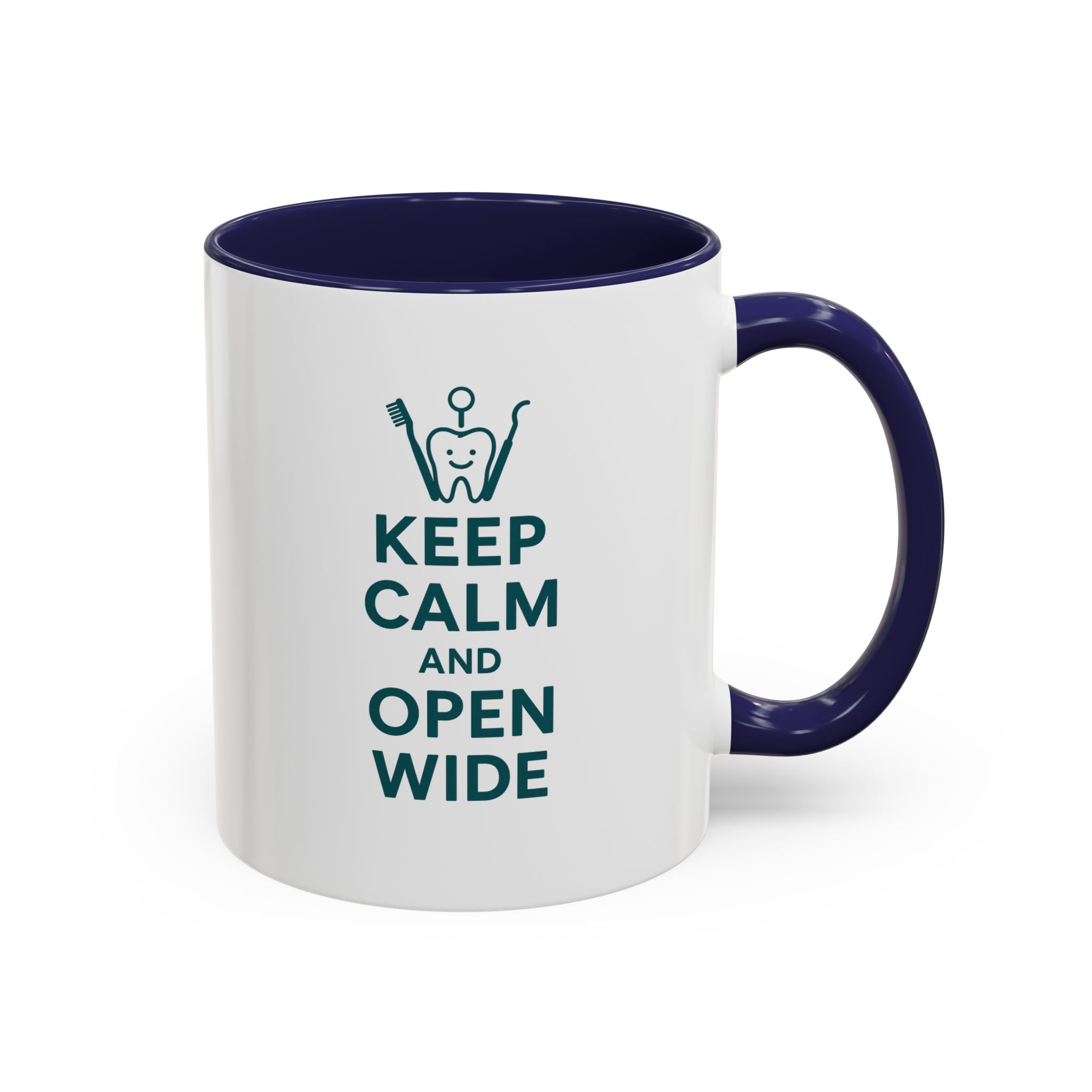 Funny Dentist Christmas Mug - "Keep Calm and Open Wide" Coffee Cup - Secret Santa Gift for Hygienist, Dental Student or Dentist Nurse Gift