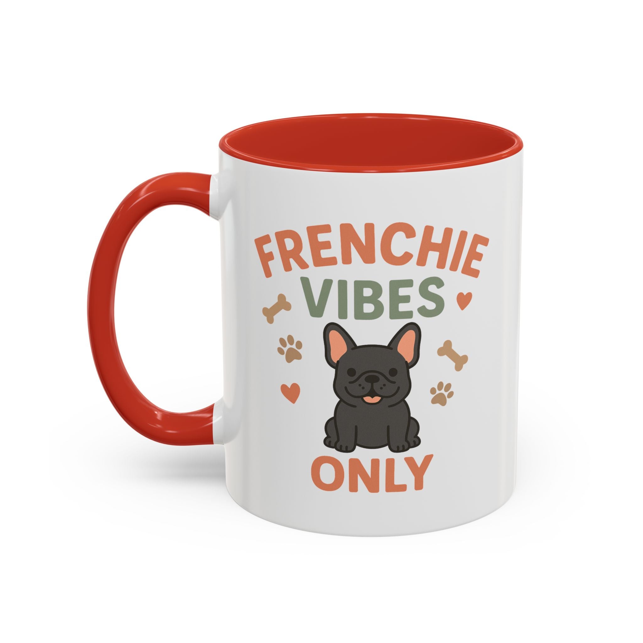 Funny Grey French Bulldog Mug - Frenchie Vibes Only Dog Lover Gift - Cute Frenchie Coffee Cup for Secret Santa, Xmas Gift for Dog Owners