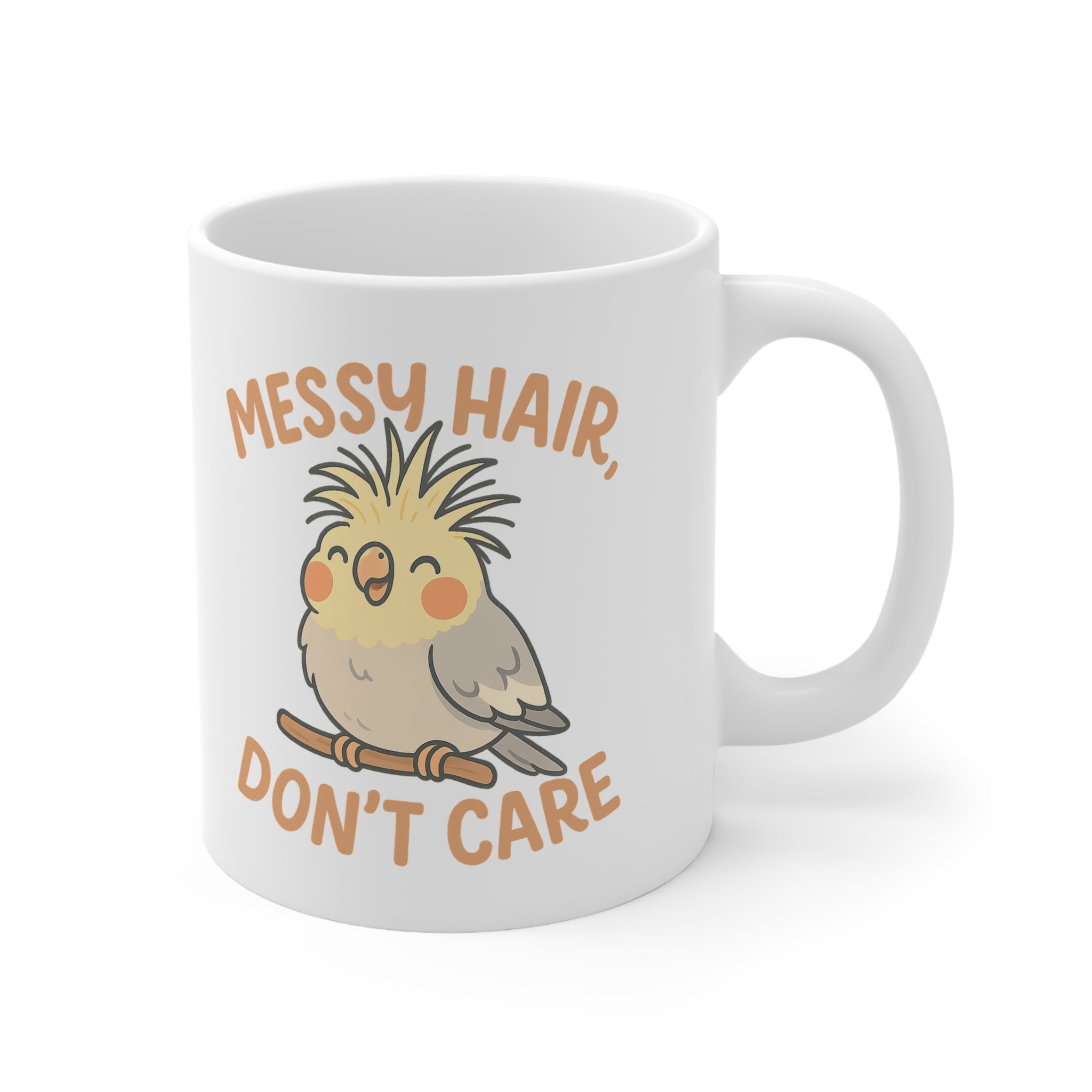 Cute Cockatiel Christmas Mug - "Messy Hair Dont Care" Funny Bird Mug - Secret Santa Gift, Stocking Filler, Christmas Present for Bird Lovers
