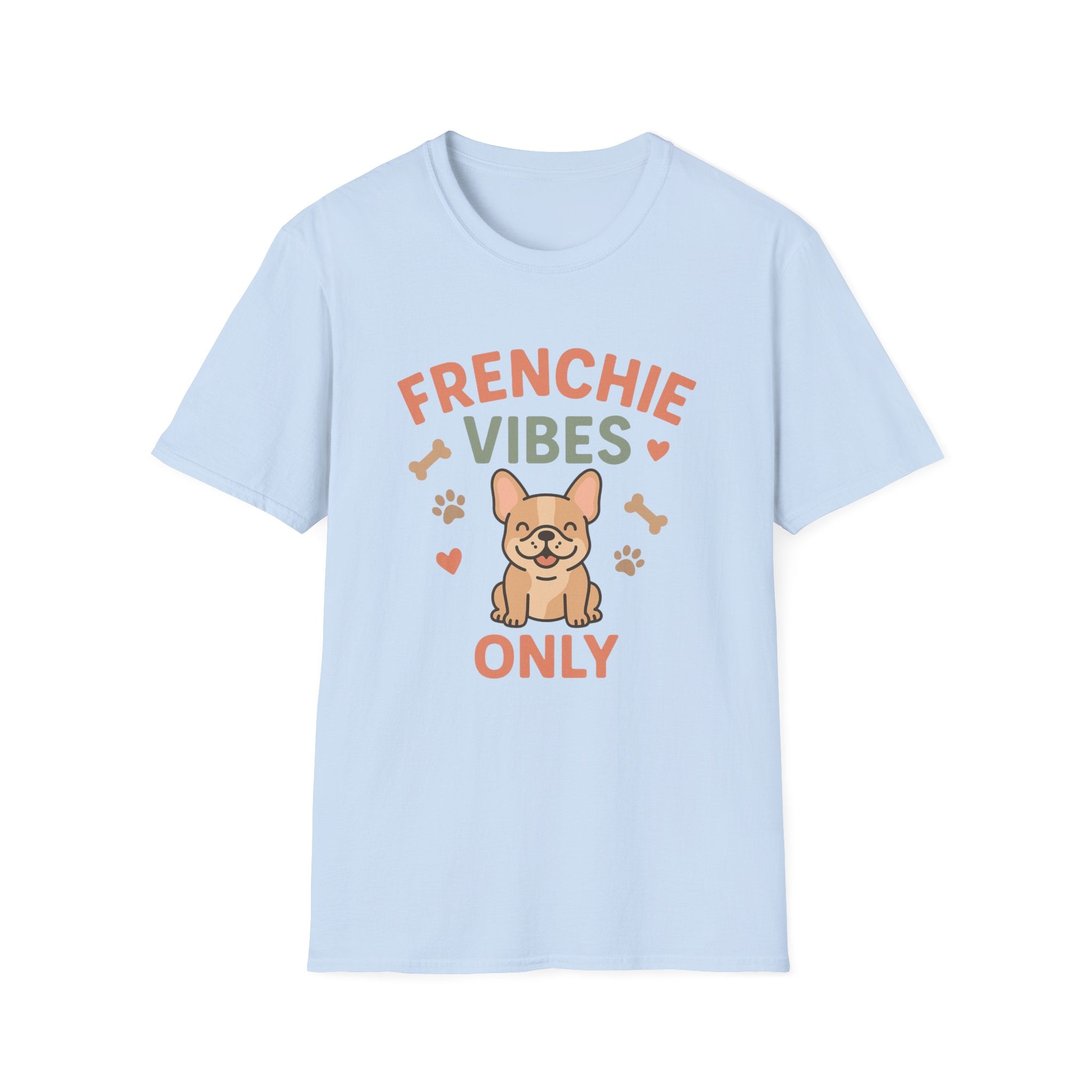 Funny French Bulldog Christmas T-Shirt - "Frenchie Vibes Only" Xmas Dog Lover Tee - Secret Santa Gift for Frenchie Owners