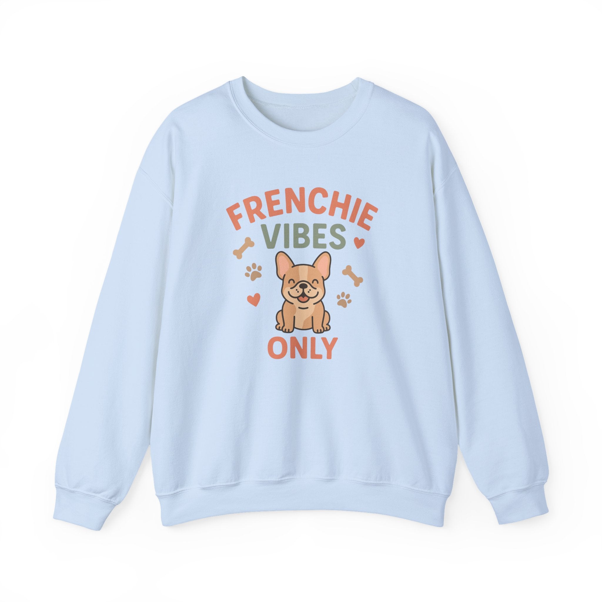 Funny French Bulldog Christmas Sweatshirt - "Frenchie Vibes Only" Xmas Jumper - Secret Santa Gift for Dog Lovers