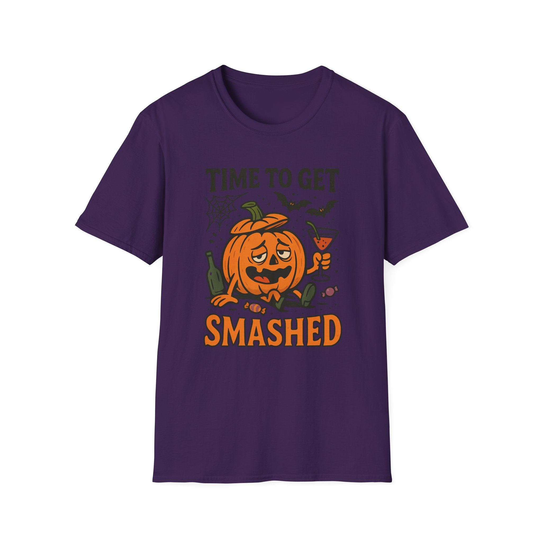 Funny Halloween T-Shirt - "Time to Get Smashed" Drunk Pumpkin Shirt - Boozy Jack O'Lantern Party Tee - Spooky Season Funny Shirt