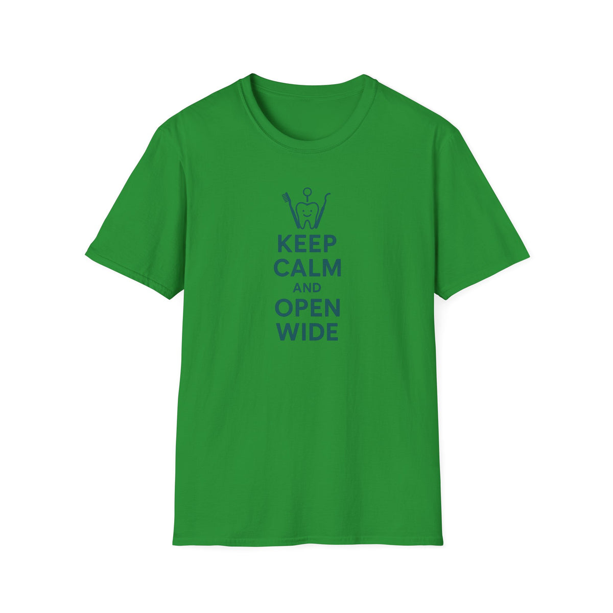Funny Dentist Christmas T-Shirt - "Keep Calm and Open Wide" Tee - Secret Santa Gift for Hygienist, Dental Student or Dental Nurse NHS