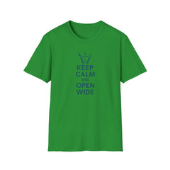 Funny Dentist Christmas T-Shirt - "Keep Calm and Open Wide" Tee - Secret Santa Gift for Hygienist, Dental Student or Dental Nurse NHS