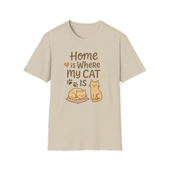 Funny Cat Christmas T-Shirt - "Home is Where My Cat Is" Shirt for Cat Lovers | Cute Secret Santa Gift | Cozy Xmas Cat Tee