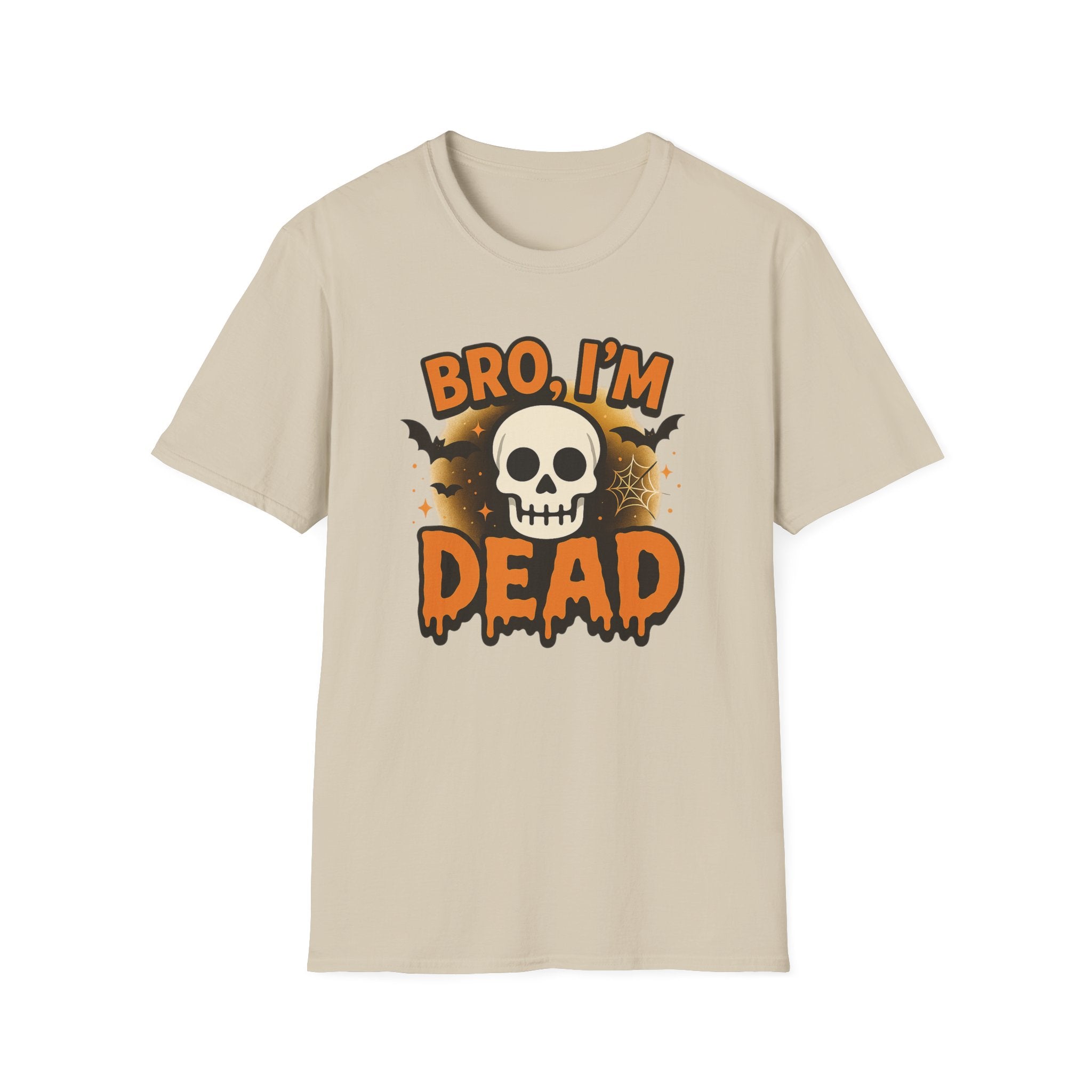 Funny Halloween T-Shirt - "Bro I'm Dead" Skull Tee Spooky Graphic Shirt, Halloween Gift for Friends, Family & Coworkers Tiktok Internet Meme